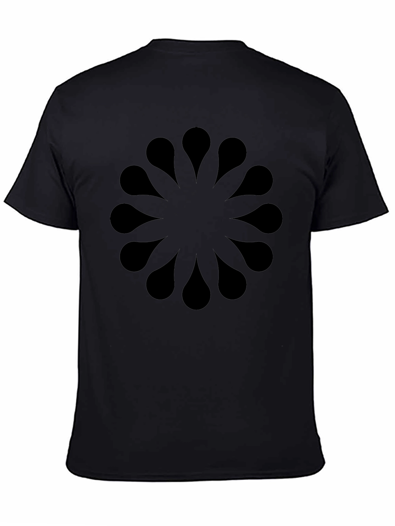 Abstract Floral Pattern Black T-Shirt