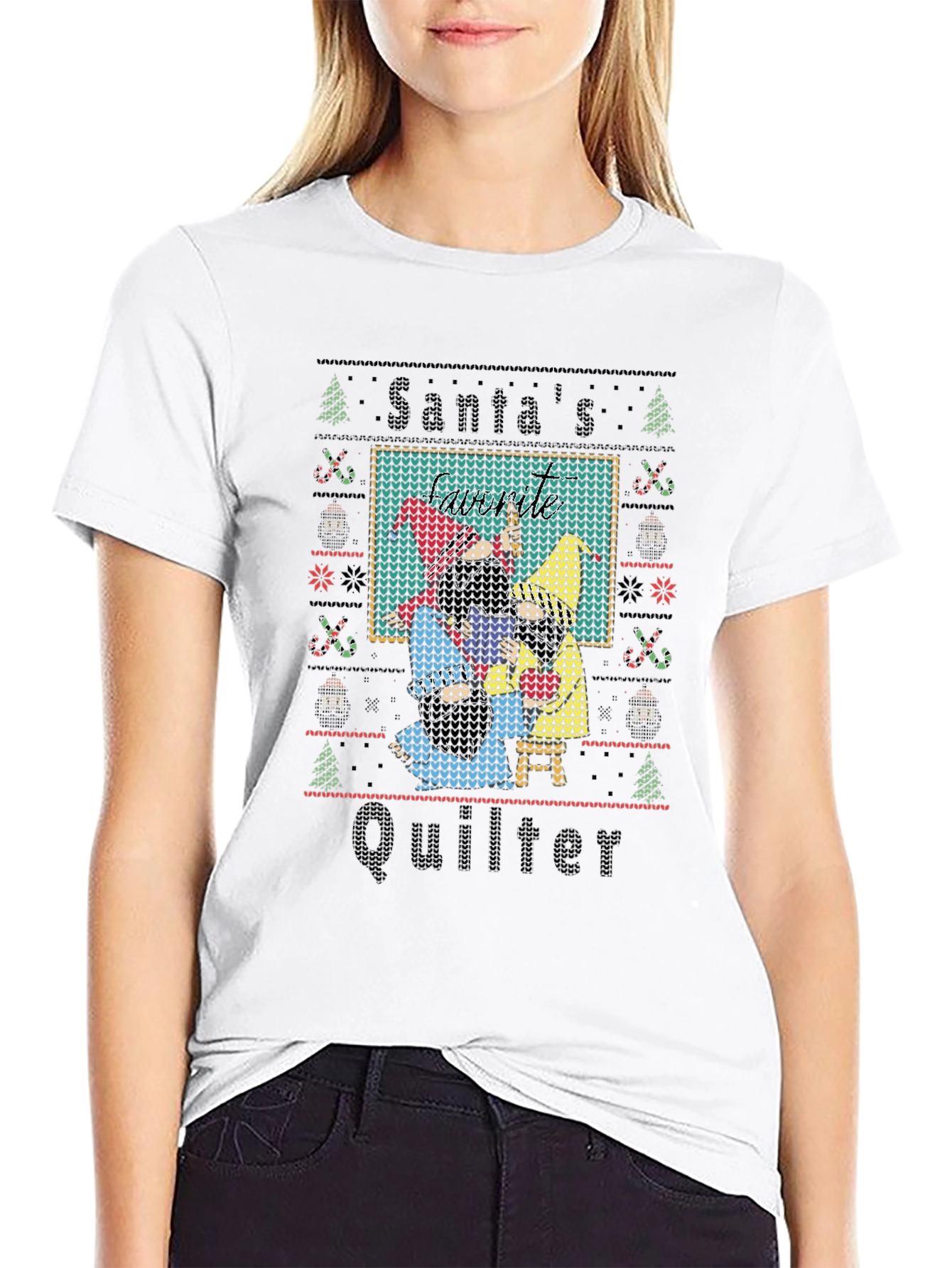 Santas Quilter Ugly Christmas T-Shirt