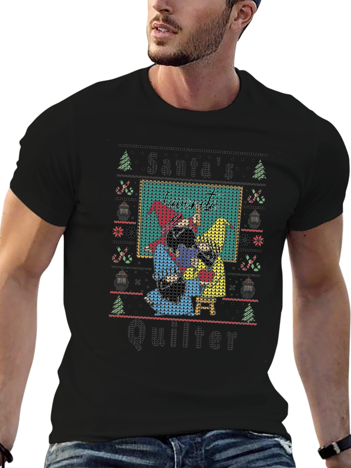 Santas Quilter Ugly Christmas T-Shirt