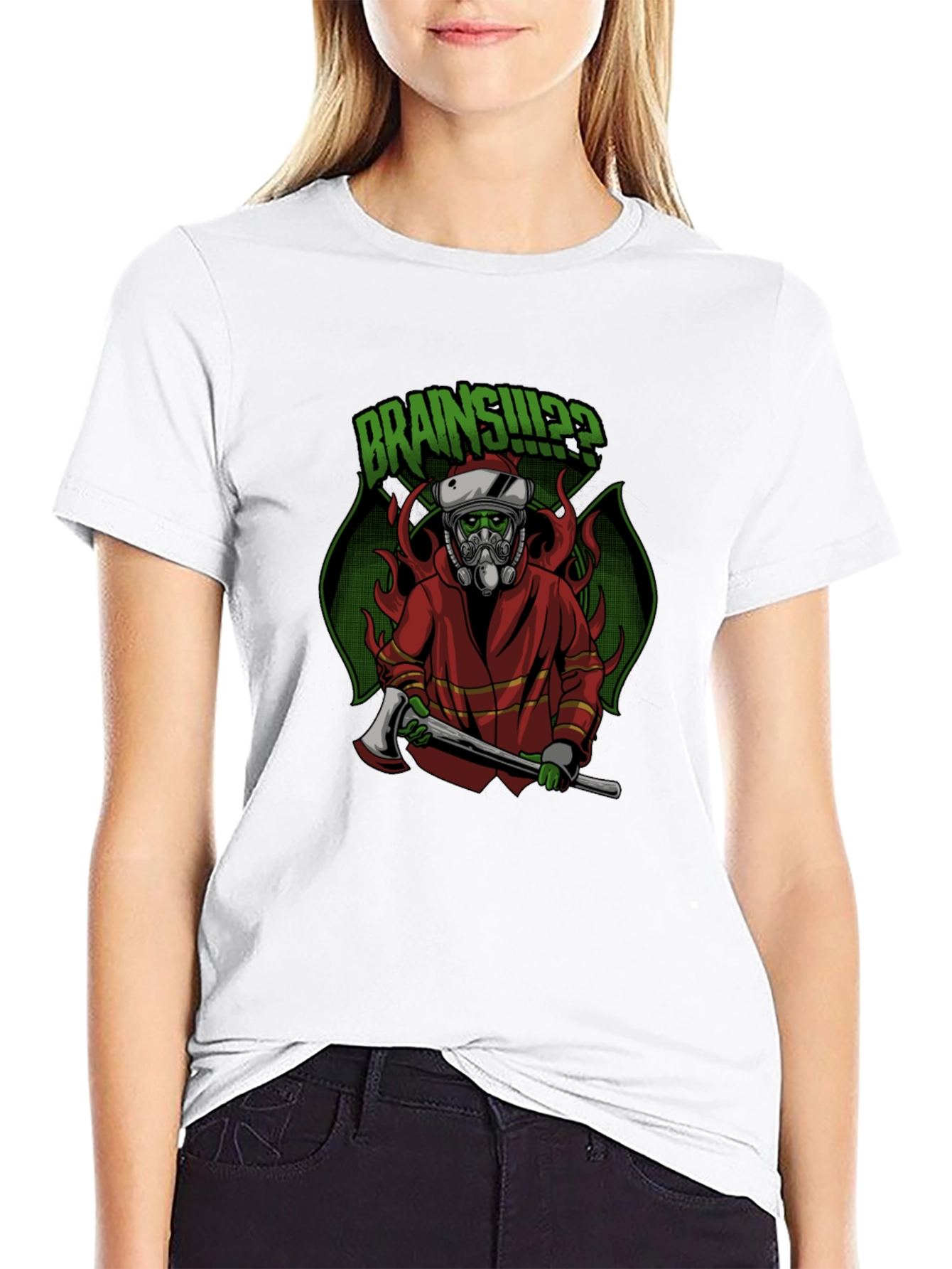 Zombie Firefighter T-Shirt: Brains!?