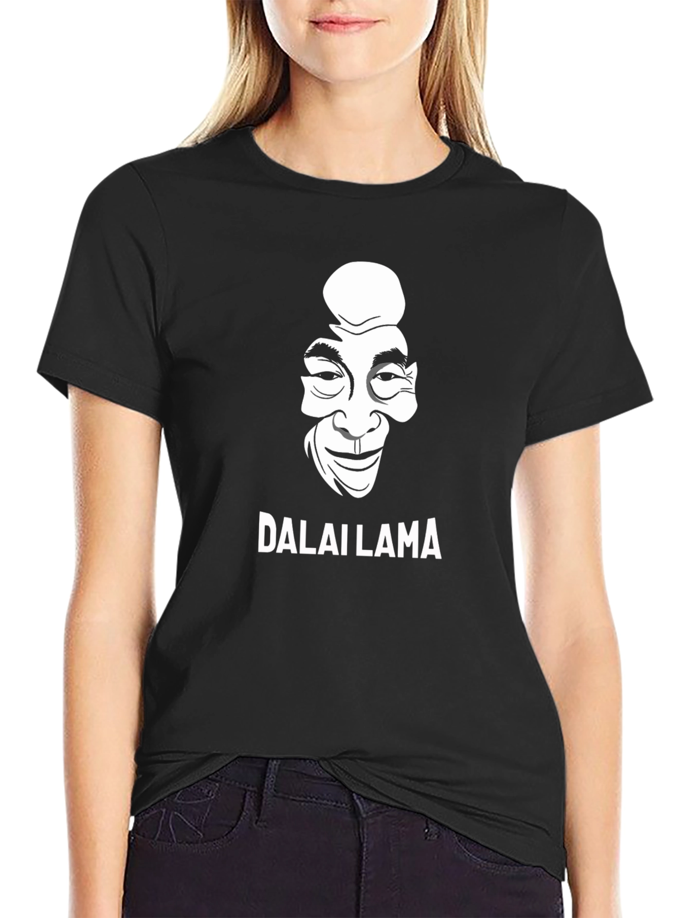 Dalai Lama Graphic Print Black T-Shirt