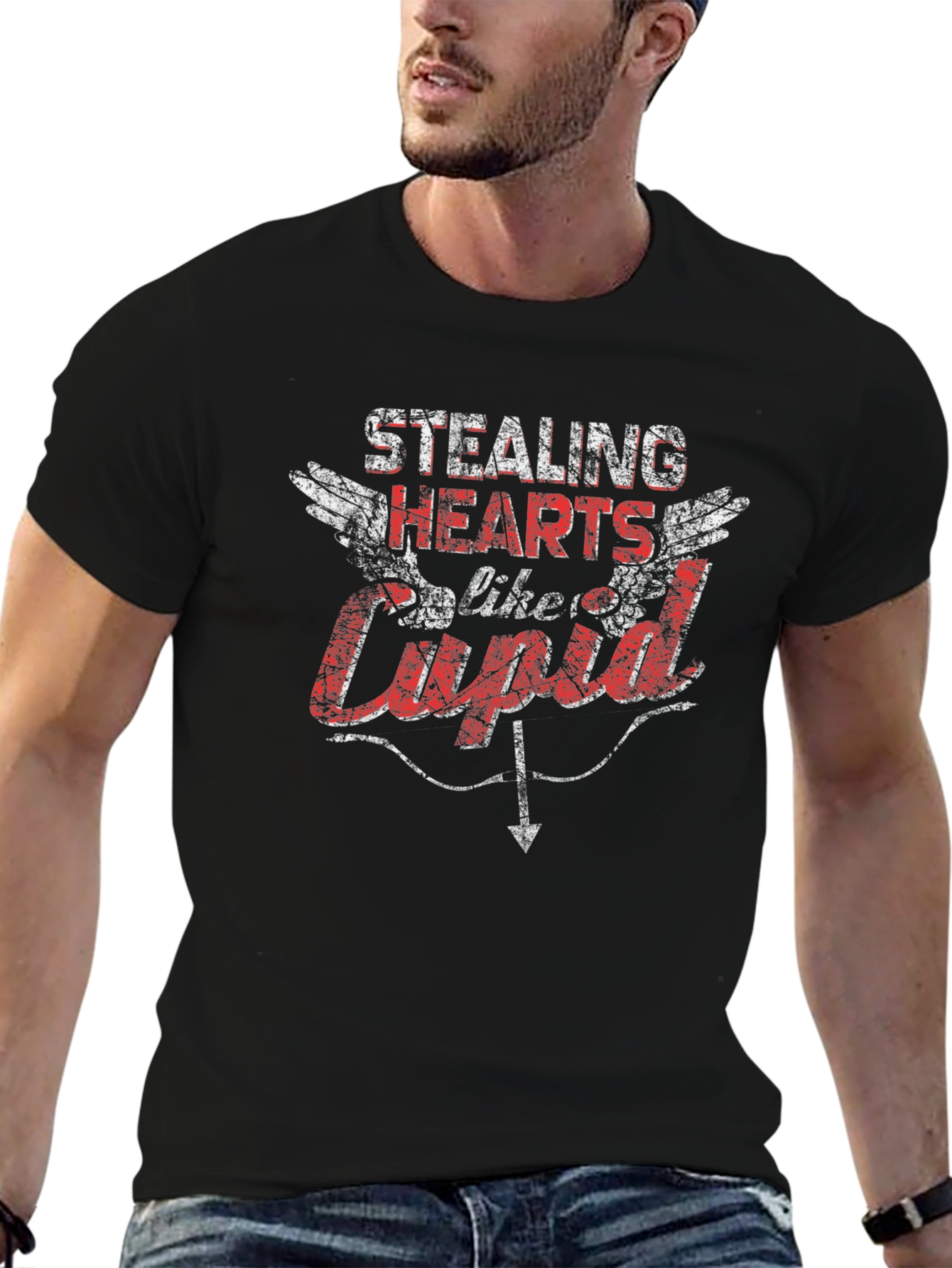 Stealing Hearts Like Cupid Black T-Shirt