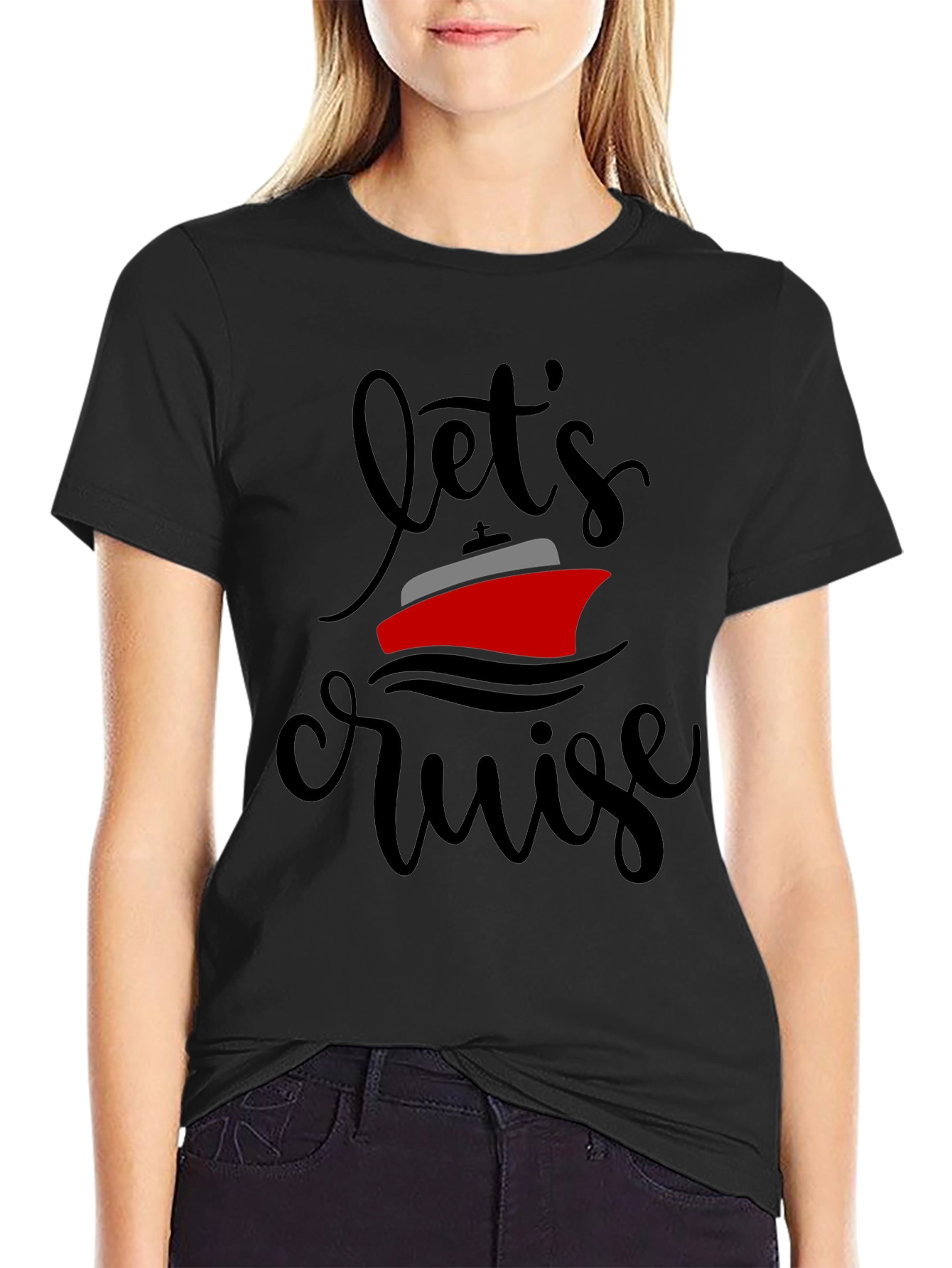 Lets Cruise Graphic Tee - Black Crewneck