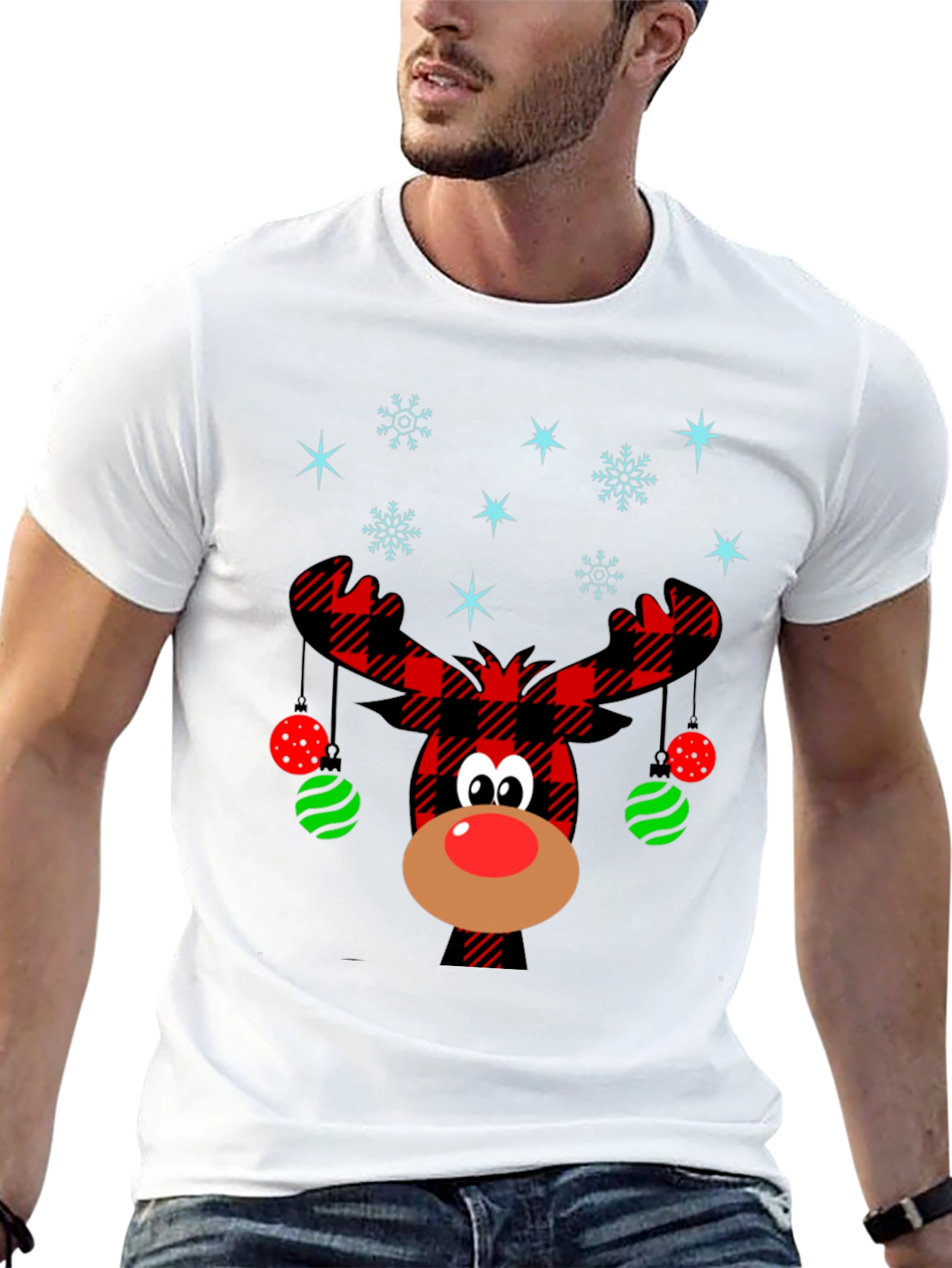 Festive Reindeer Christmas Graphic Tee
