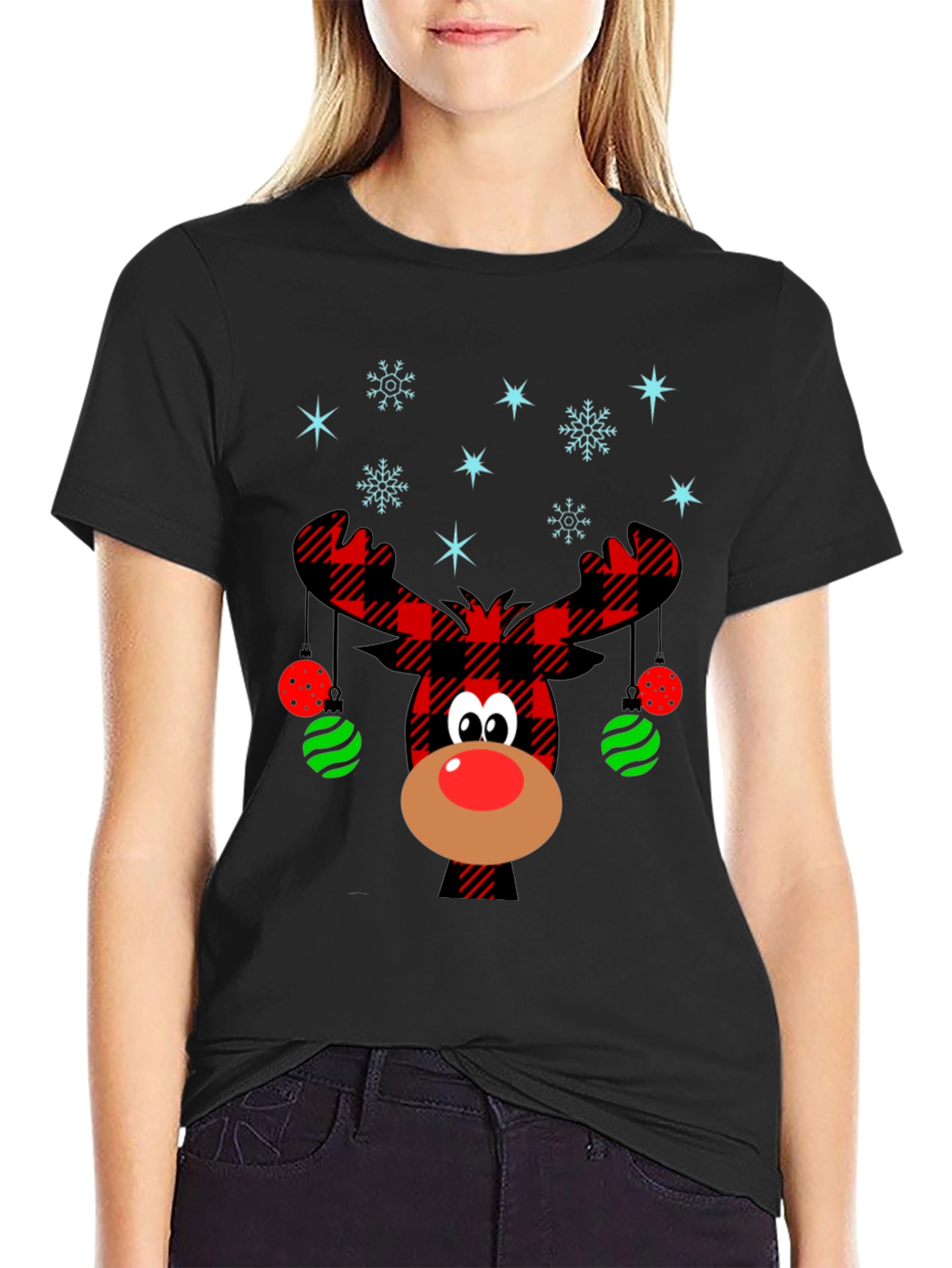 Festive Reindeer Christmas Graphic Tee