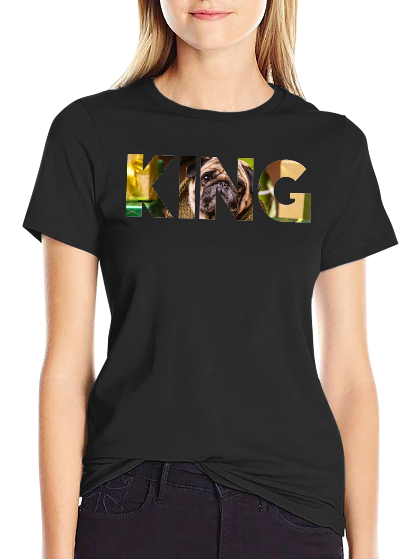 Pug King Graphic T-Shirt - Mens Black Tee