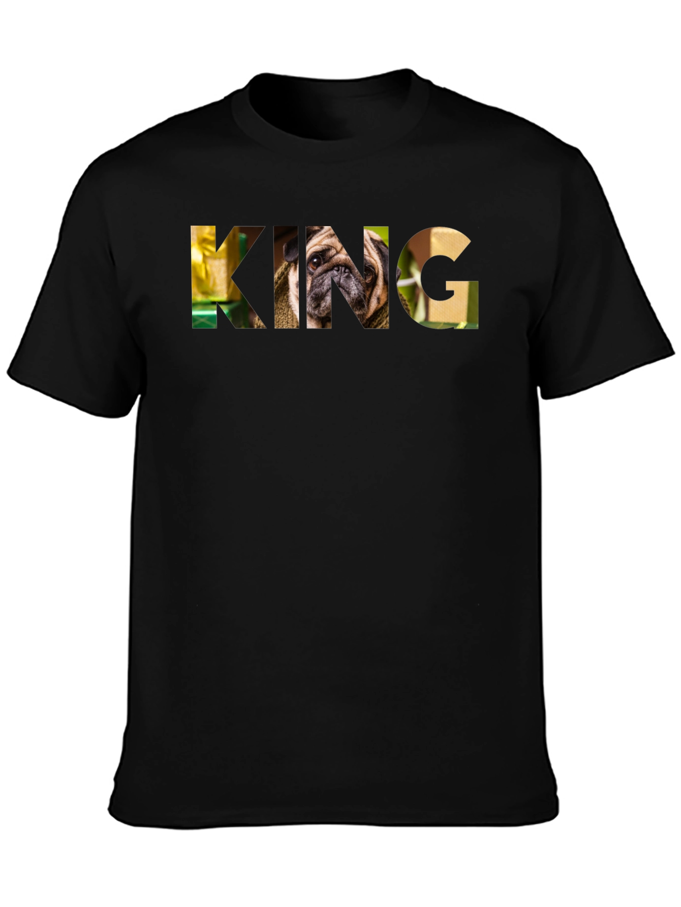 Pug King Graphic T-Shirt - Mens Black Tee