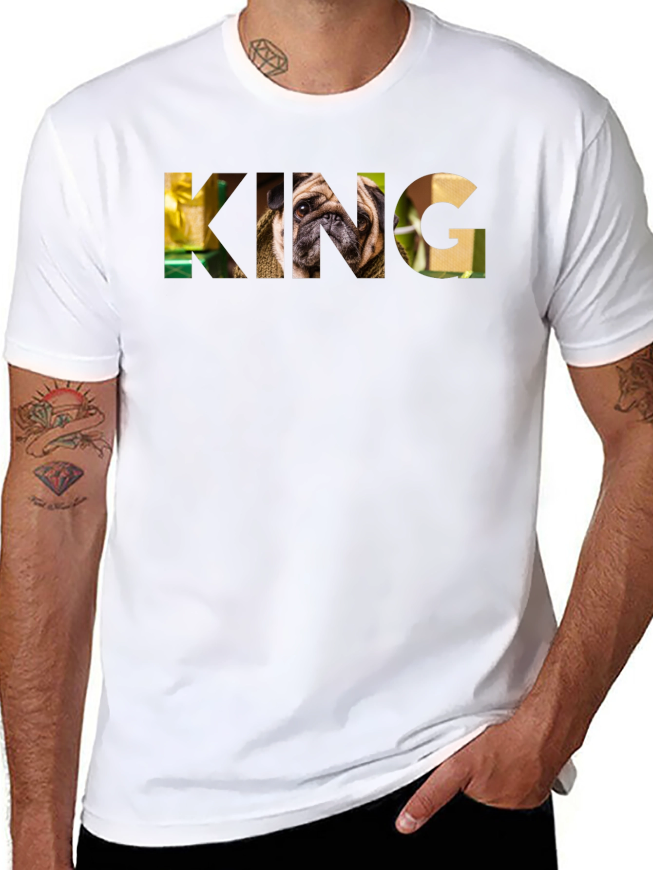 Pug King Graphic T-Shirt - Mens Black Tee