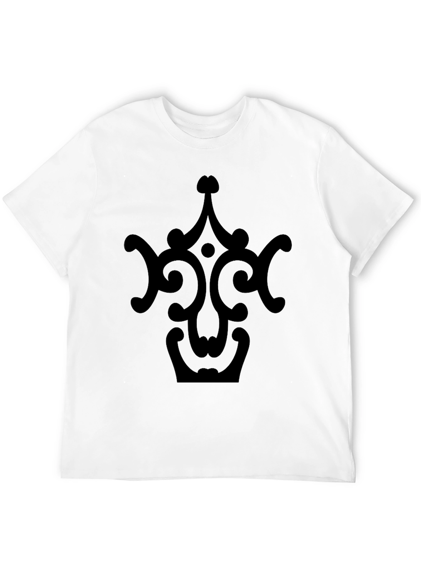 Black Tee with Ornate Crown Design