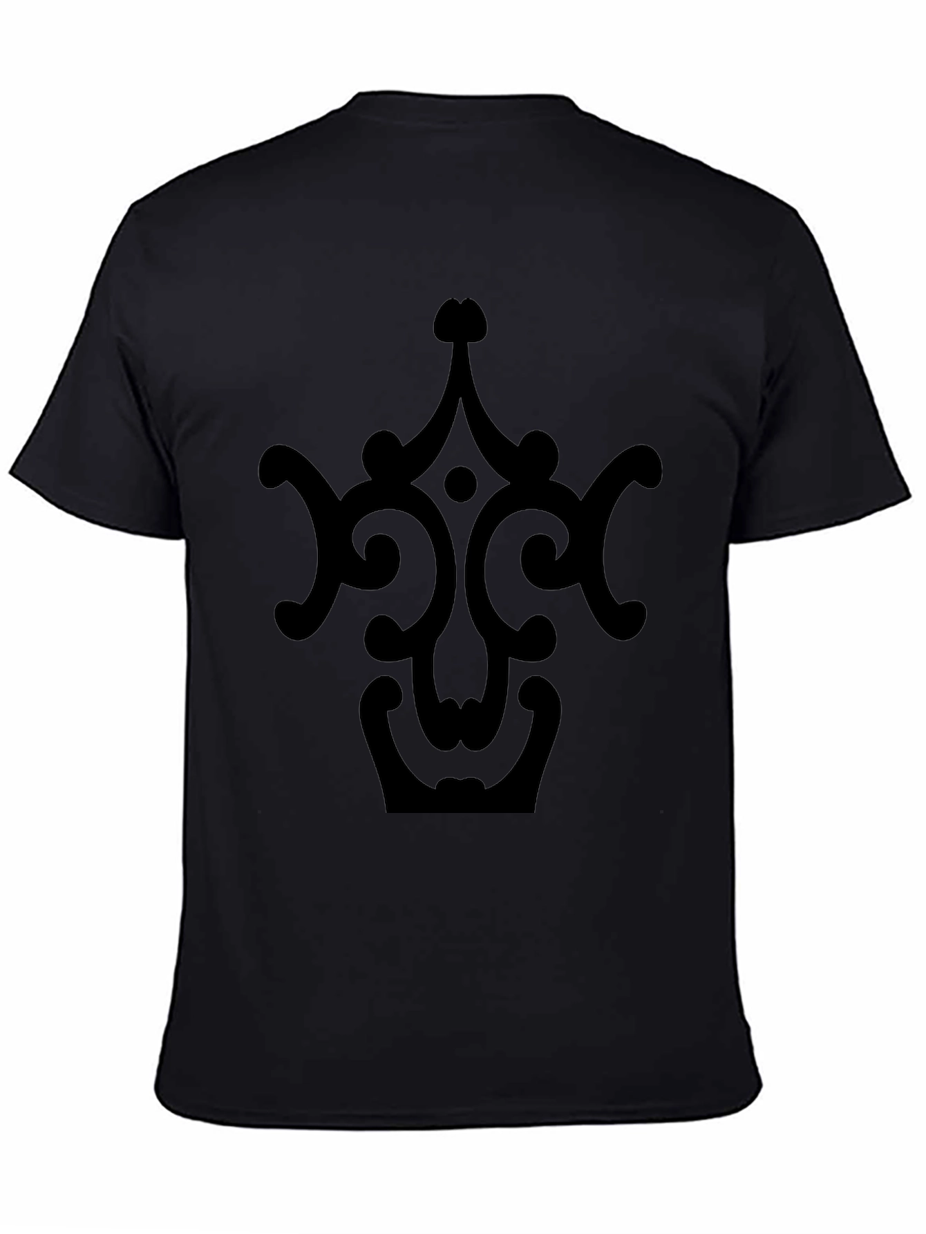 Black Tee with Ornate Crown Design