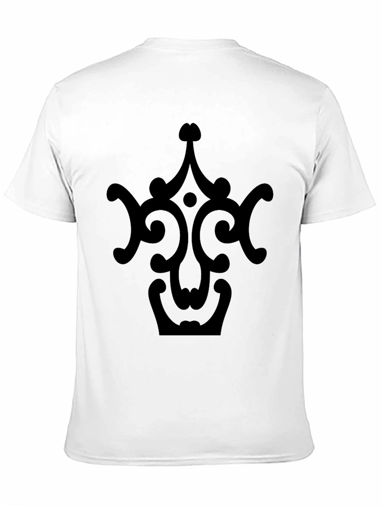 Black Tee with Ornate Crown Design