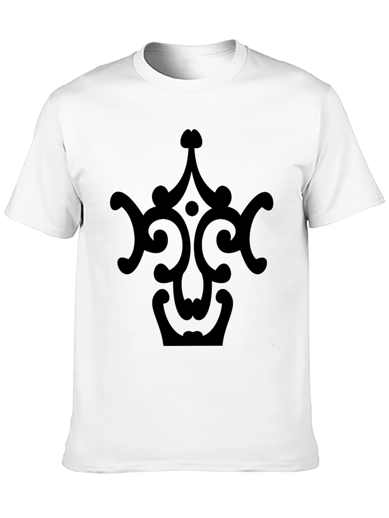 Black Tee with Ornate Crown Design