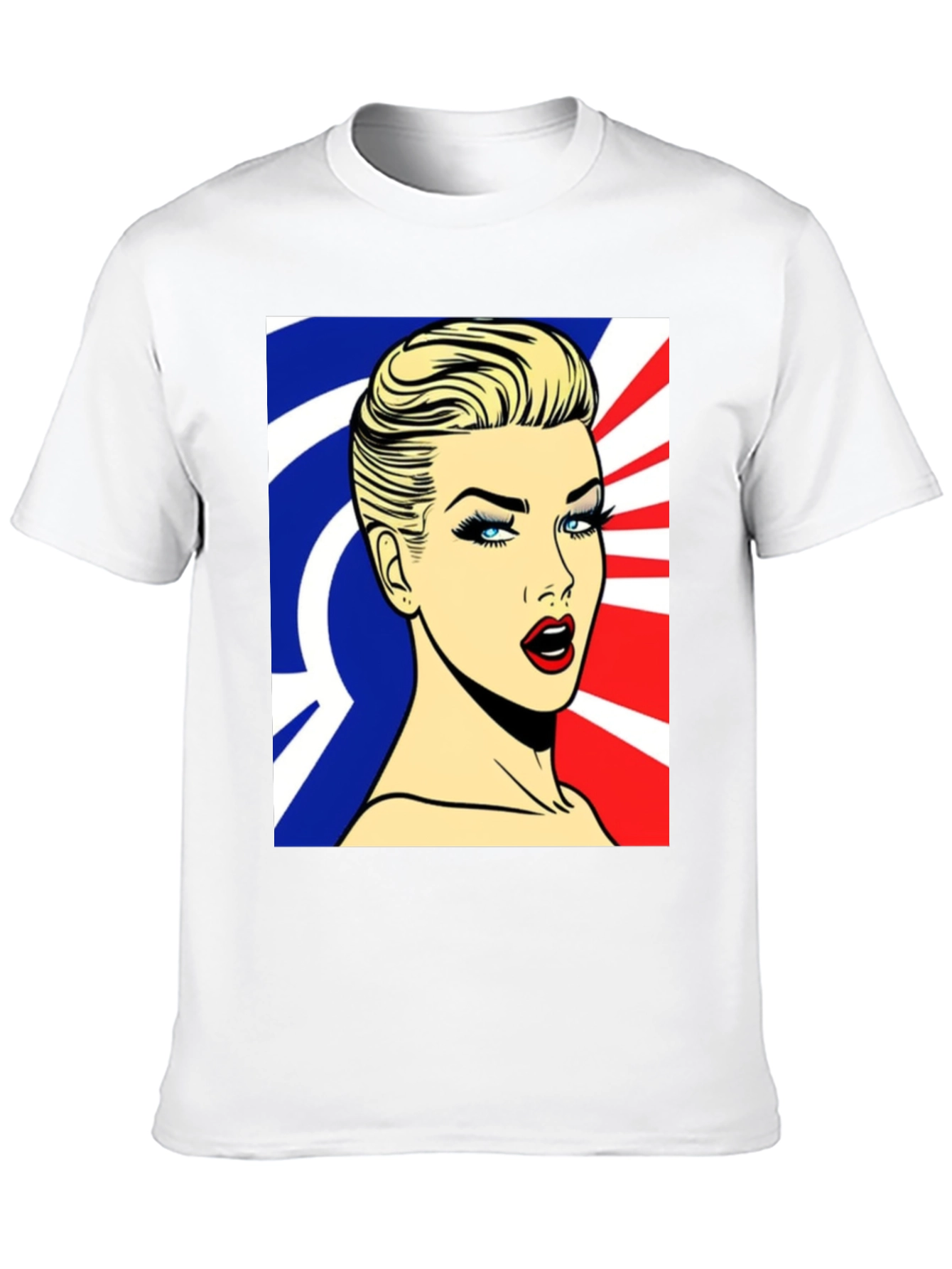 Pop Art Woman Graphic Print Black T-Shirt