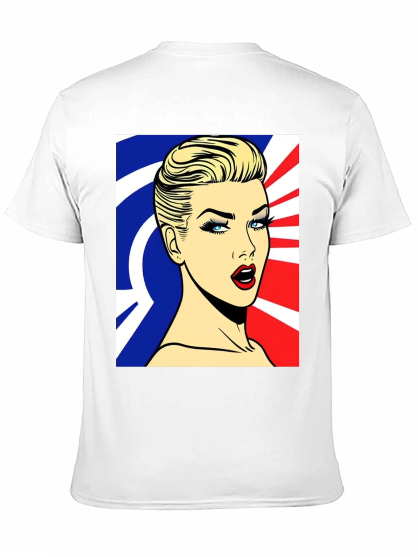 Pop Art Woman Graphic Print Black T-Shirt