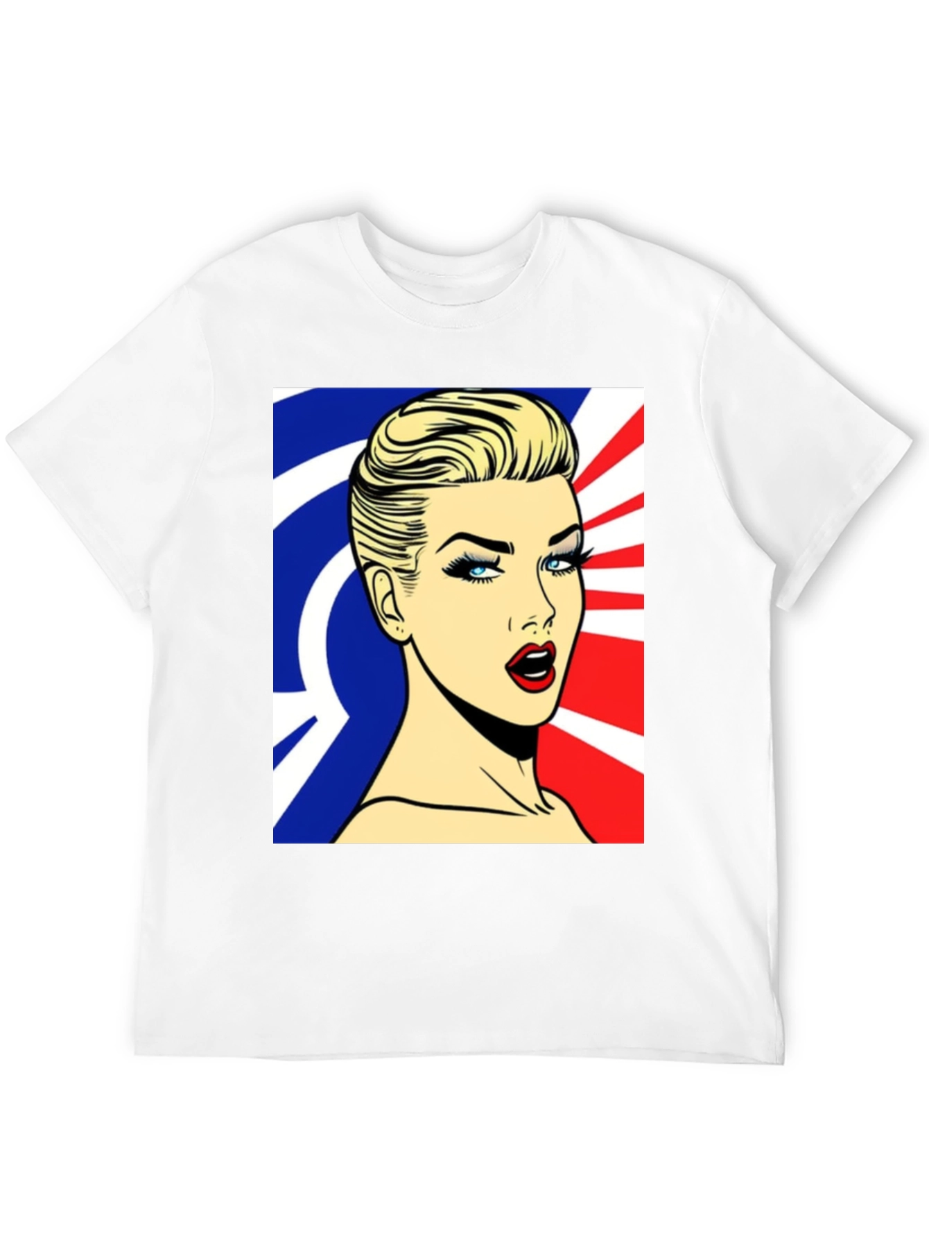 Pop Art Woman Graphic Print Black T-Shirt