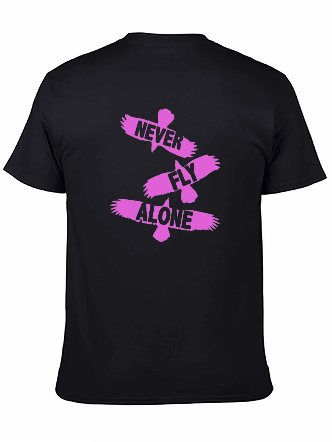Never Fly Alone Black Graphic Tee
