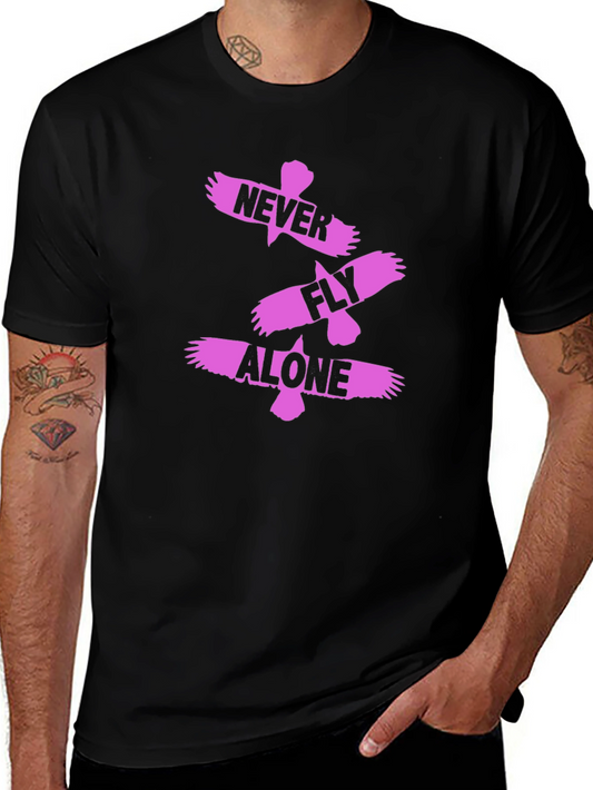 Never Fly Alone Black Graphic Tee