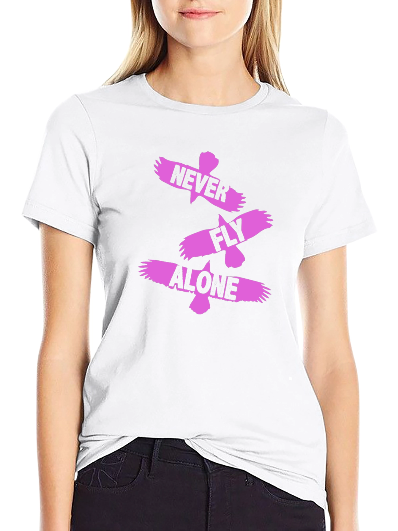 Never Fly Alone Black Graphic Tee
