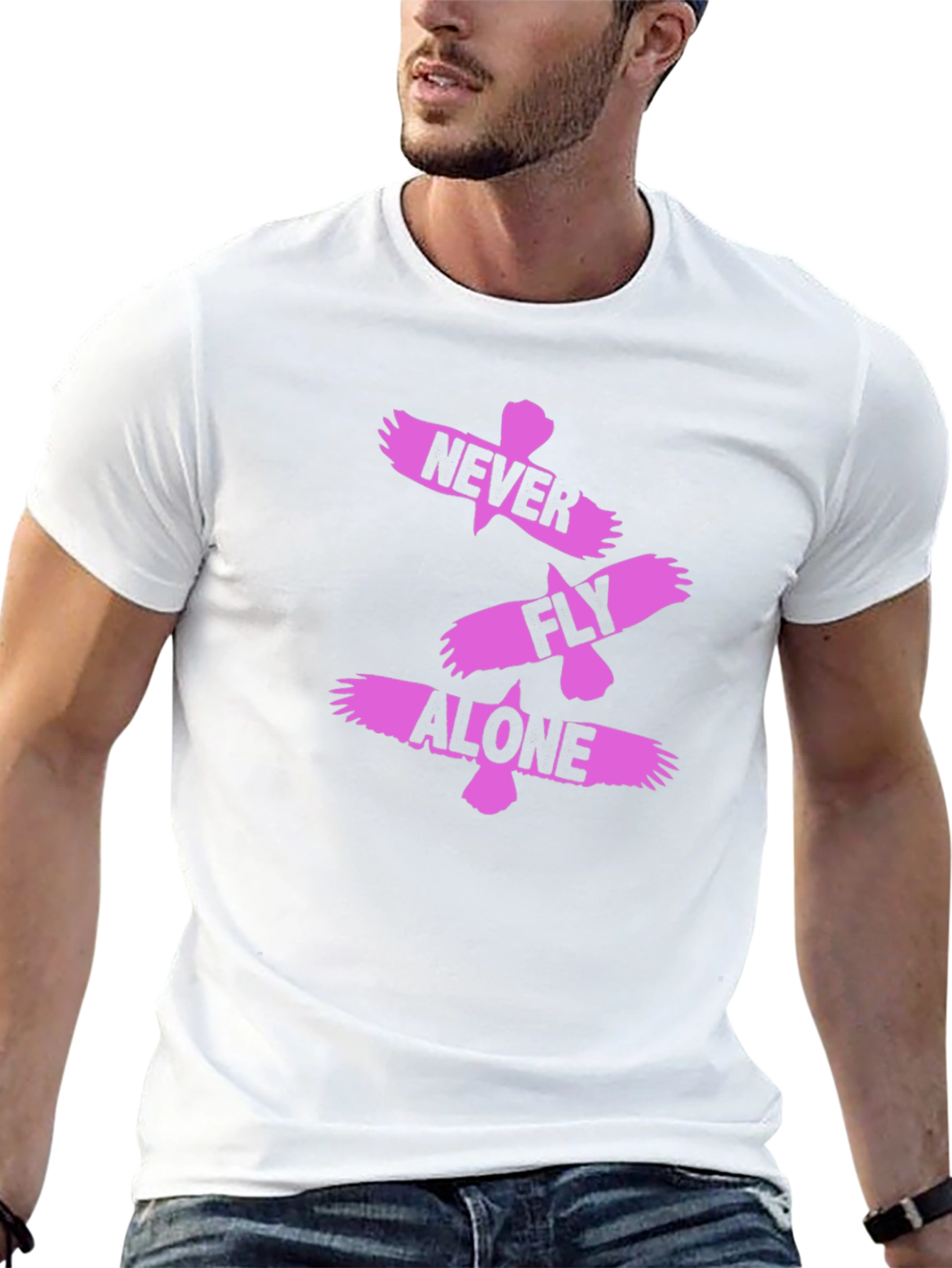 Never Fly Alone Black Graphic Tee
