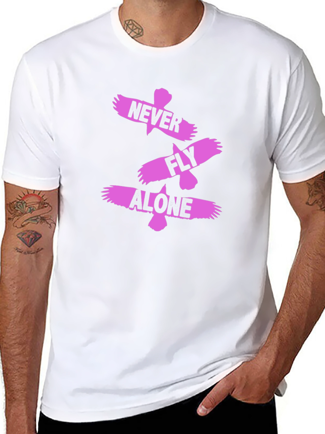 Never Fly Alone Black Graphic Tee