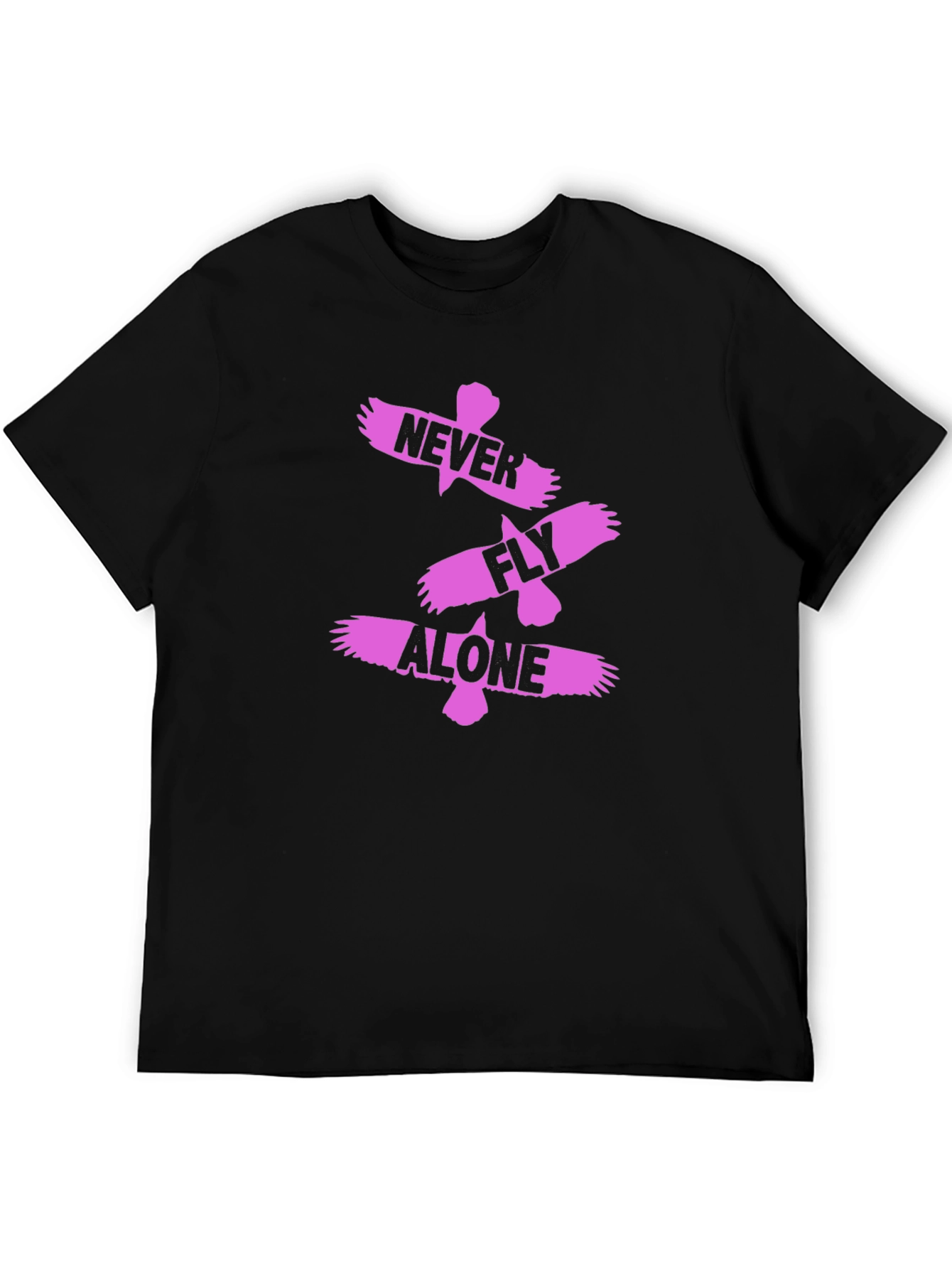 Never Fly Alone Black Graphic Tee