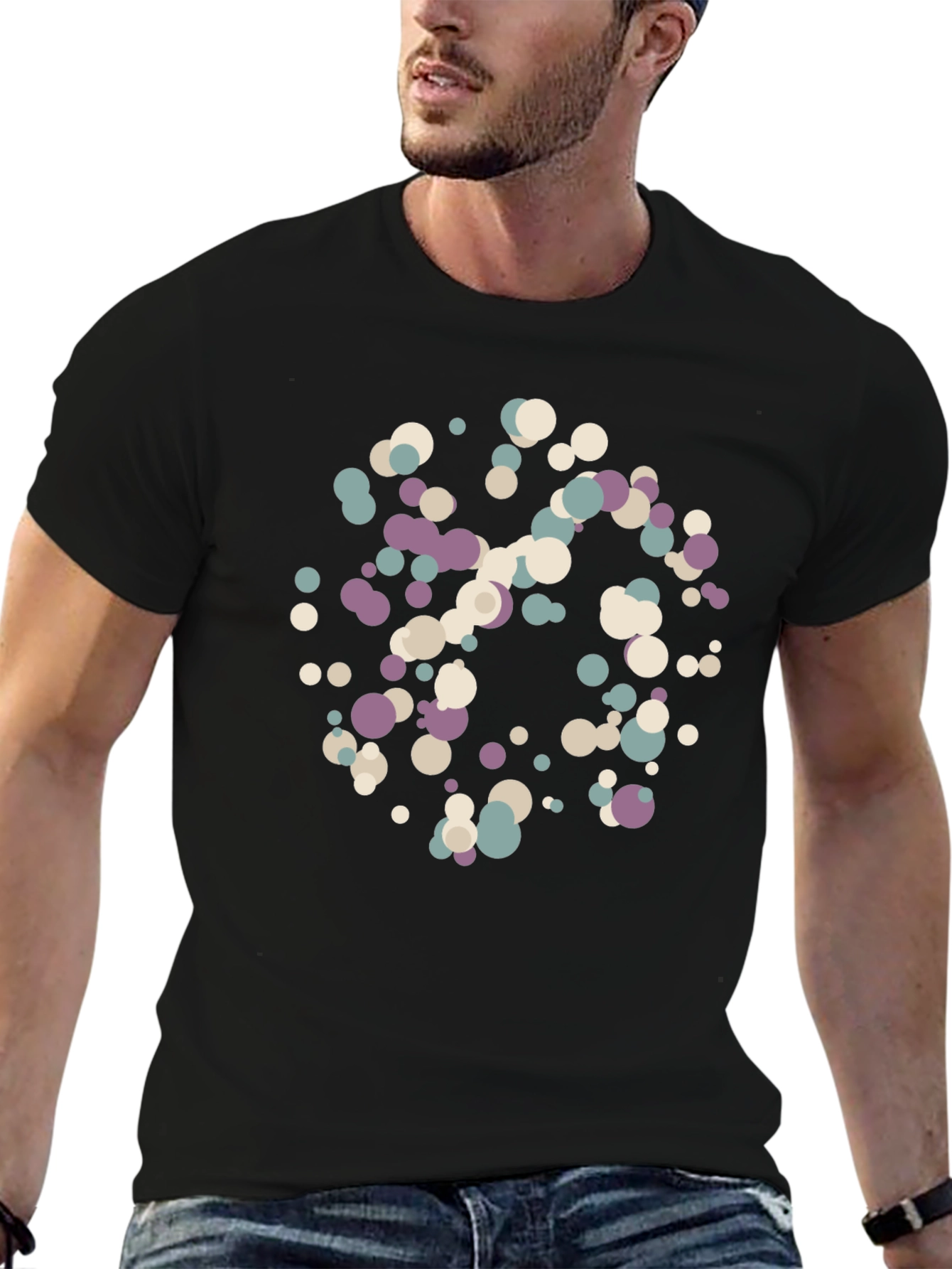 Abstract Dot Pattern Black T-Shirt