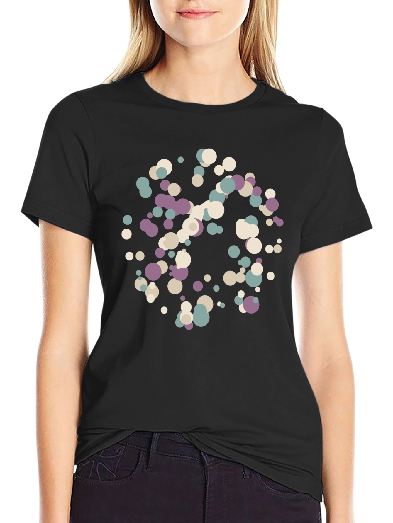 Abstract Dot Pattern Black T-Shirt