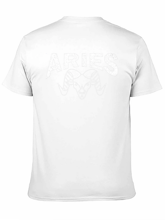 Aries Zodiac Graphic Tee - Black Cotton Blend