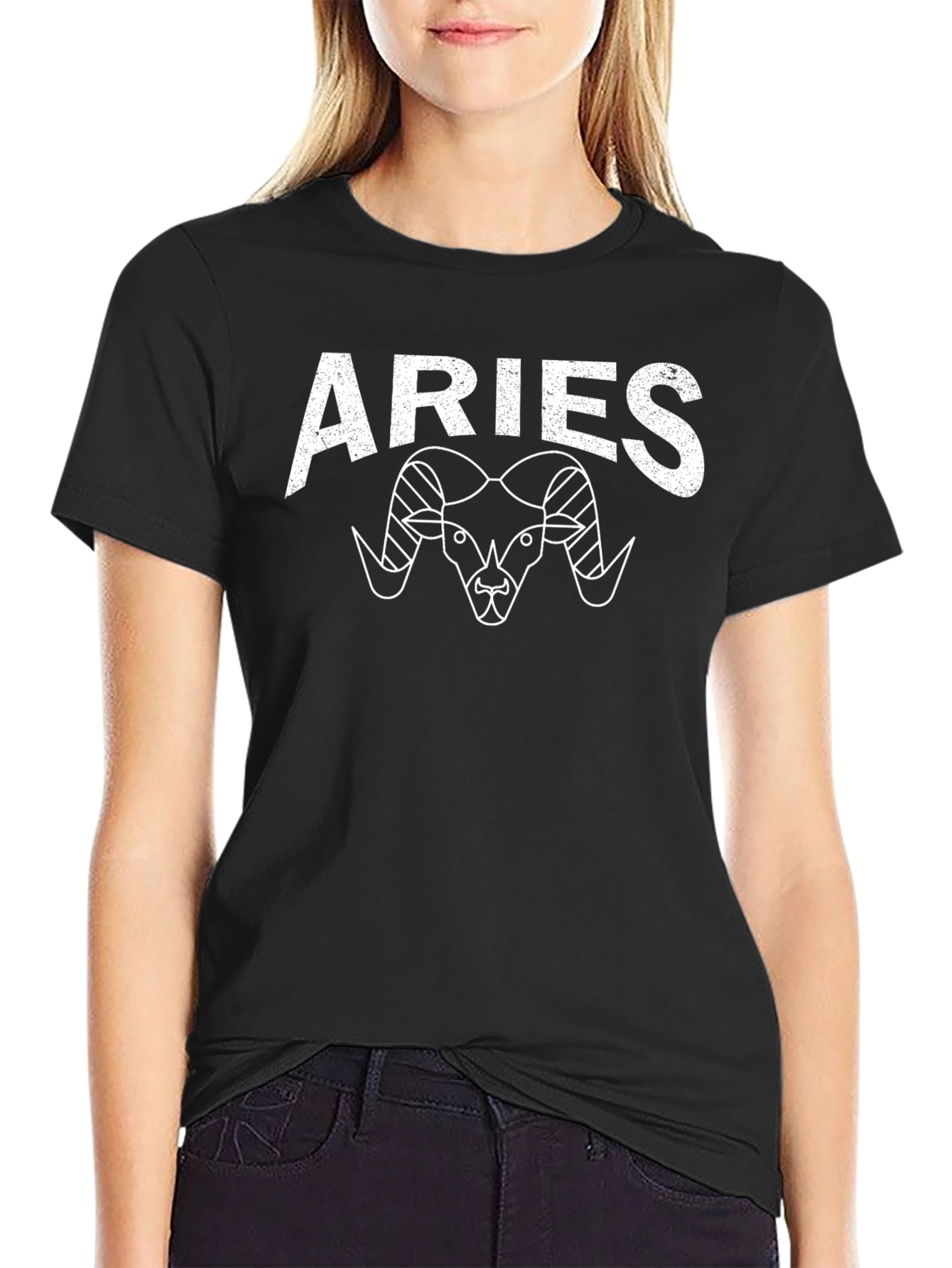 Aries Zodiac Graphic Tee - Black Cotton Blend