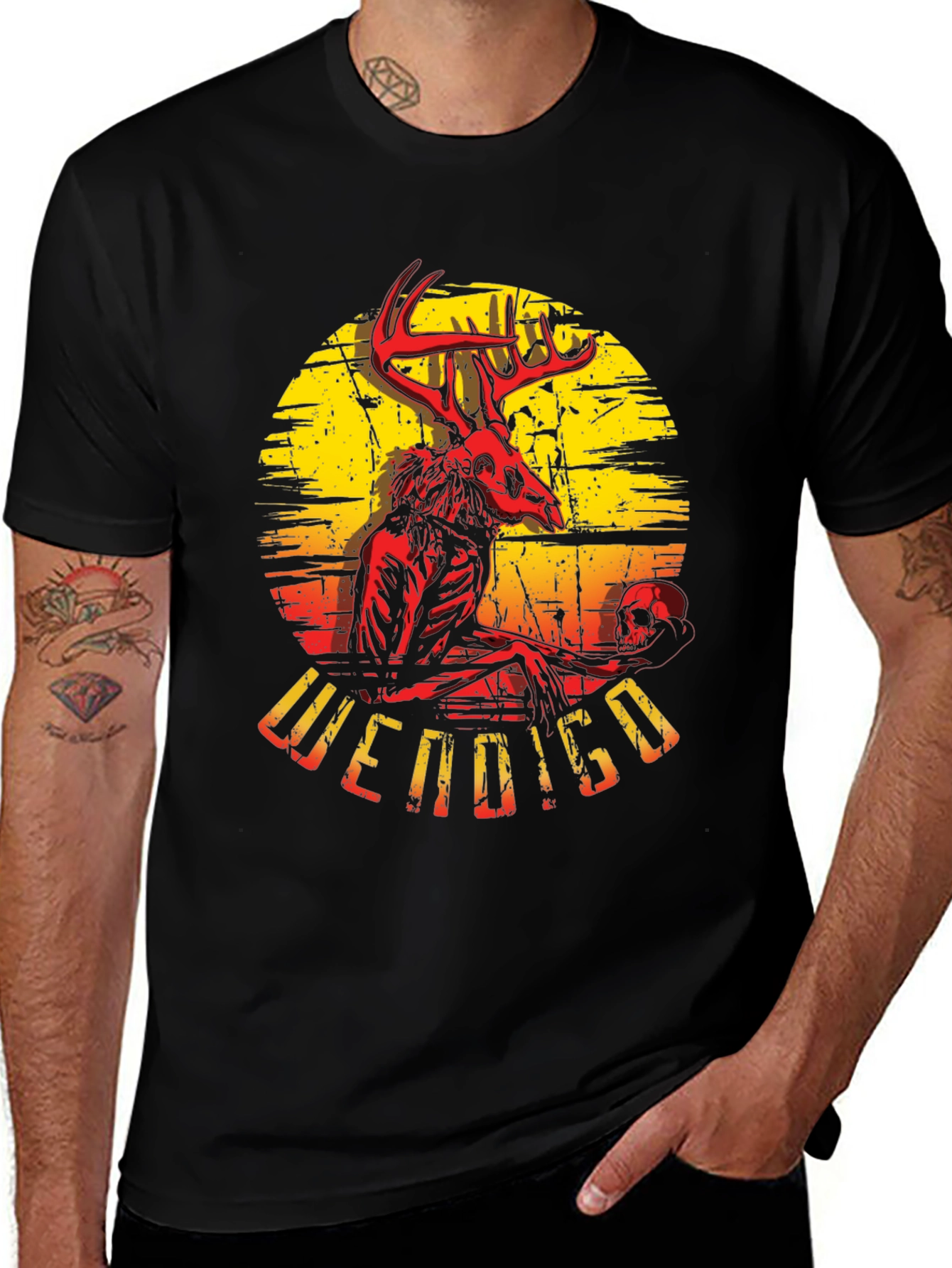 Wendigo Graphic T-Shirt - Deer Skull Design