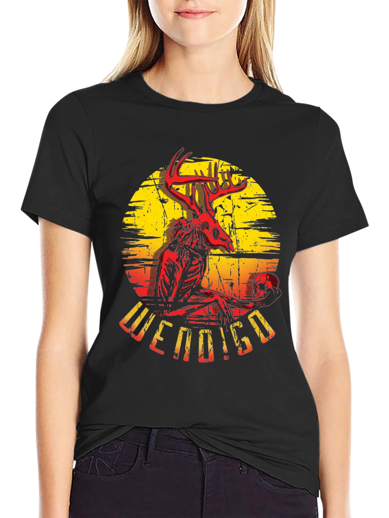 Wendigo Graphic T-Shirt - Deer Skull Design
