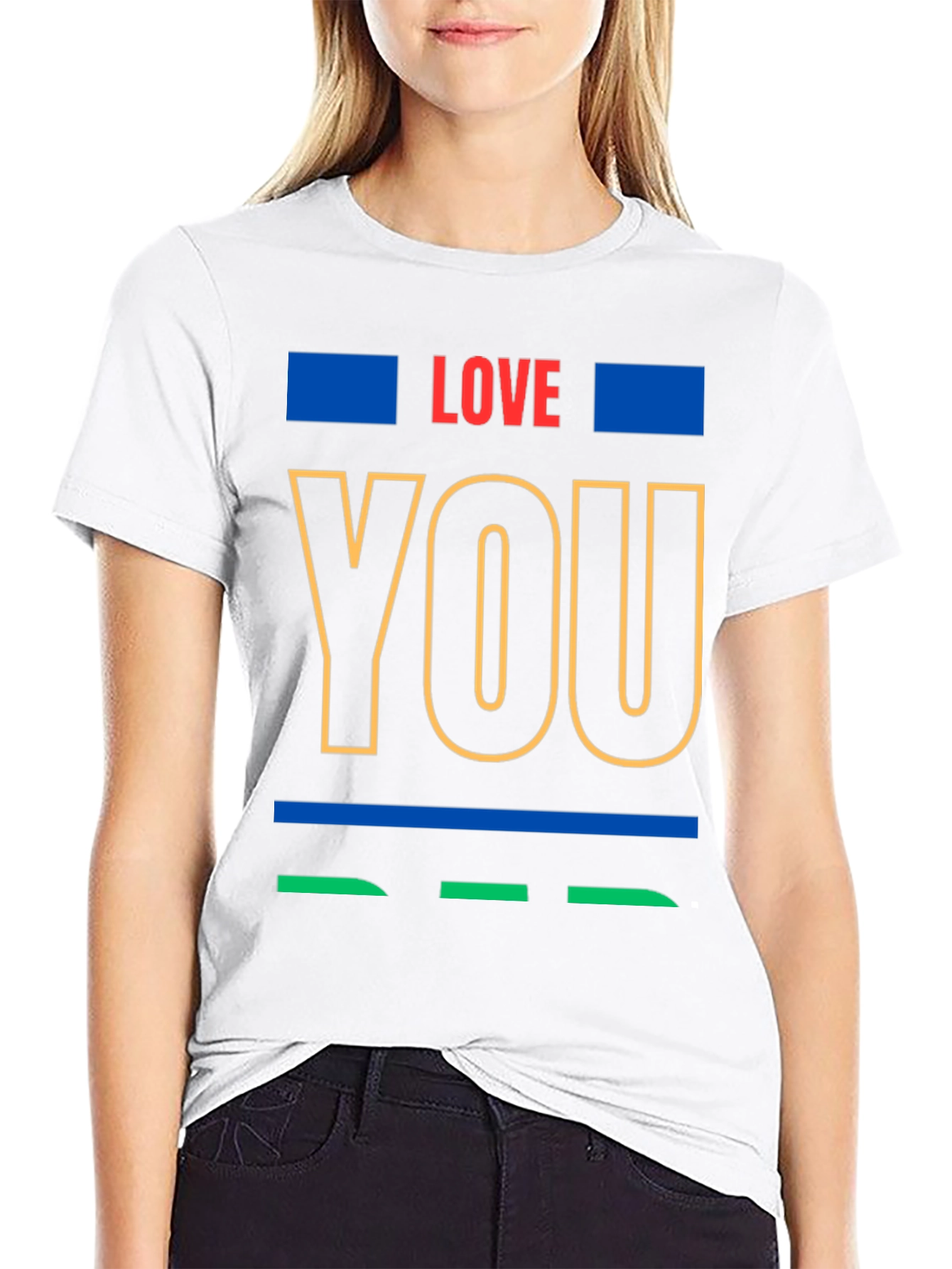 Love You Graphic Print Crew Neck T-Shirt