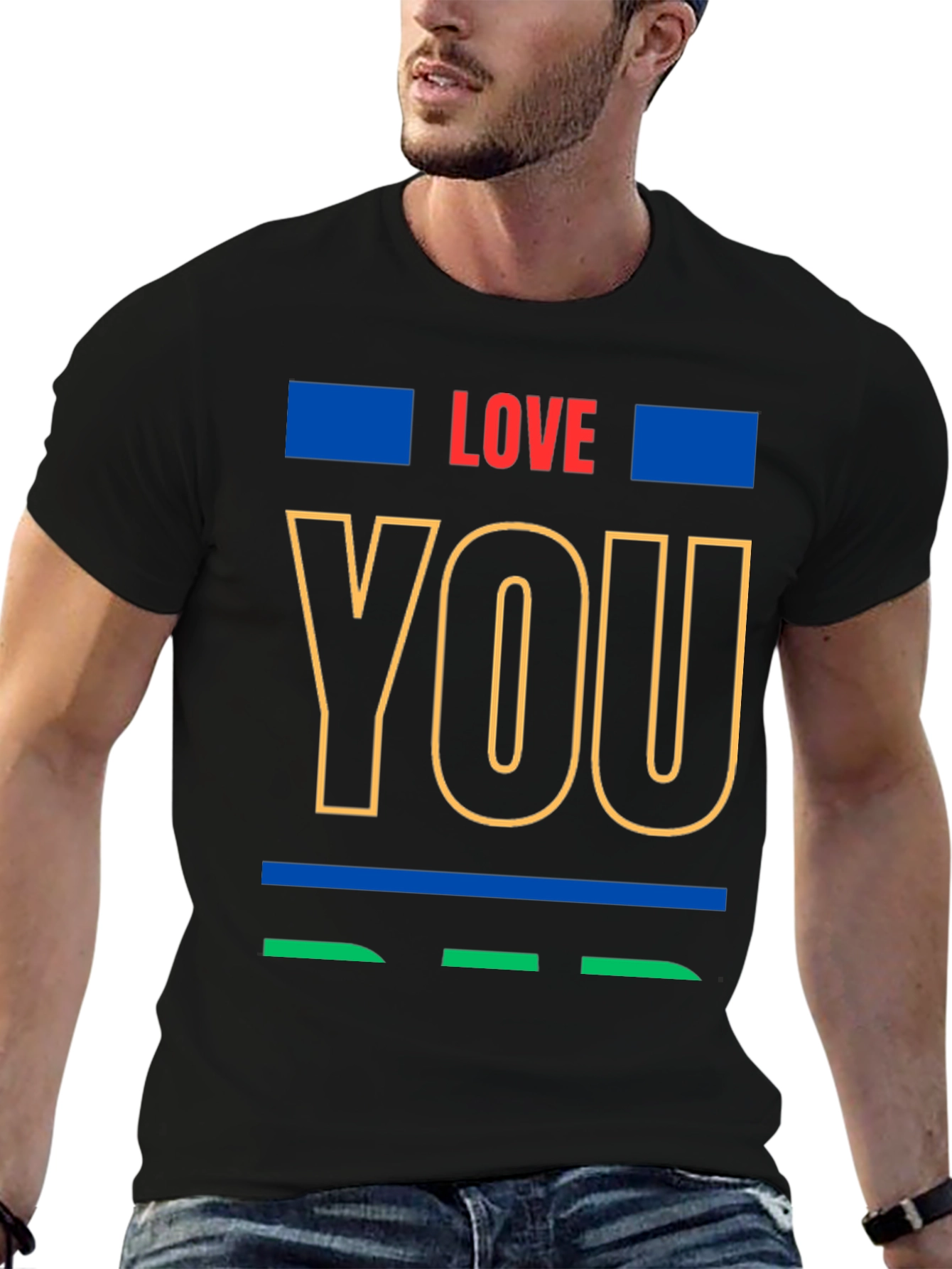 Love You Graphic Print Crew Neck T-Shirt