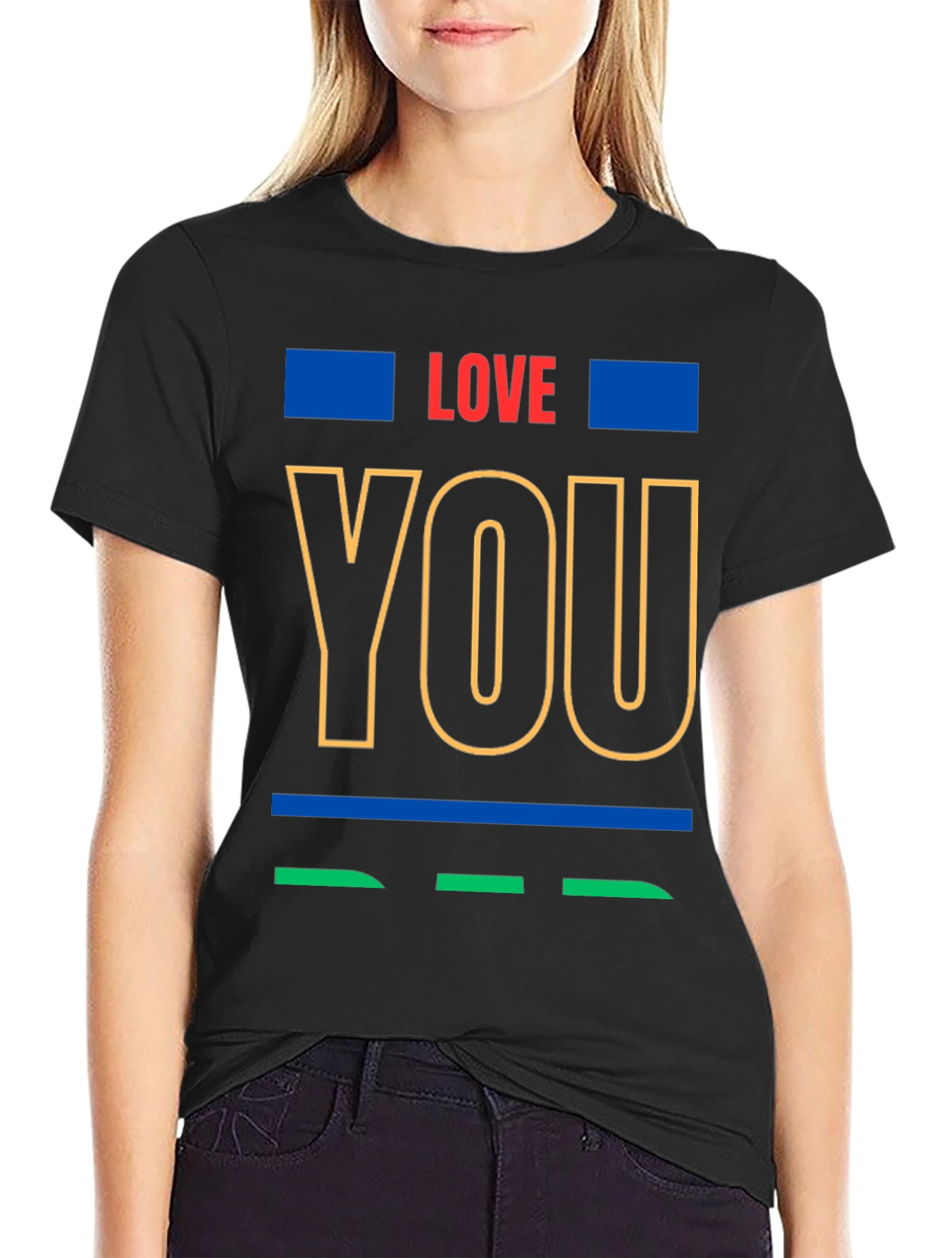 Love You Graphic Print Crew Neck T-Shirt