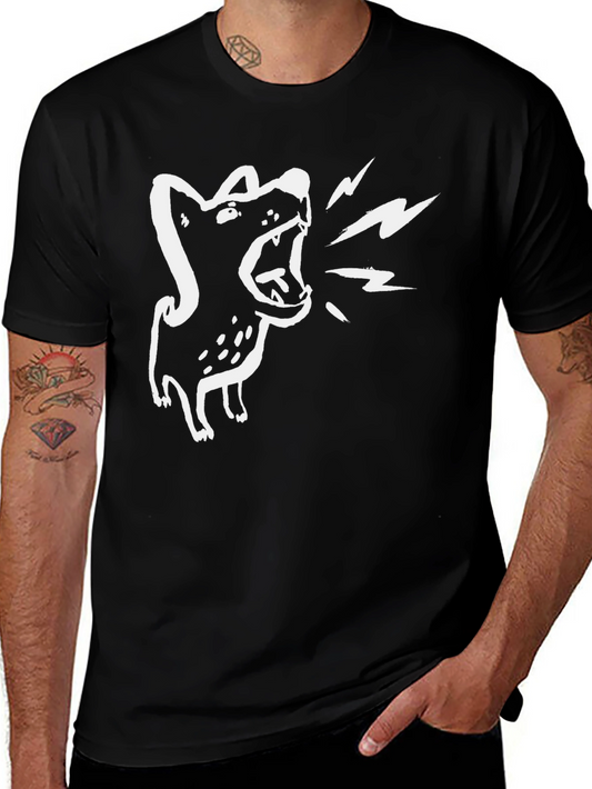 Barking Dog Graphic Tee - Black Cotton T-Shirt