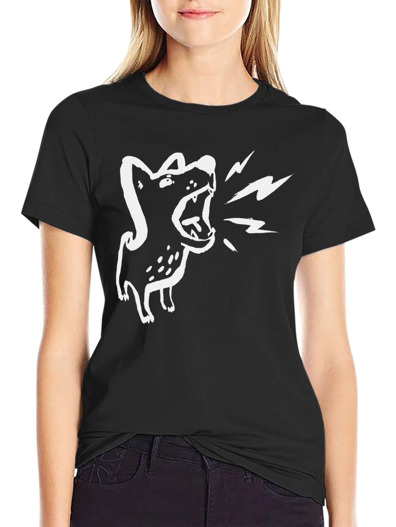 Barking Dog Graphic Tee - Black Cotton T-Shirt