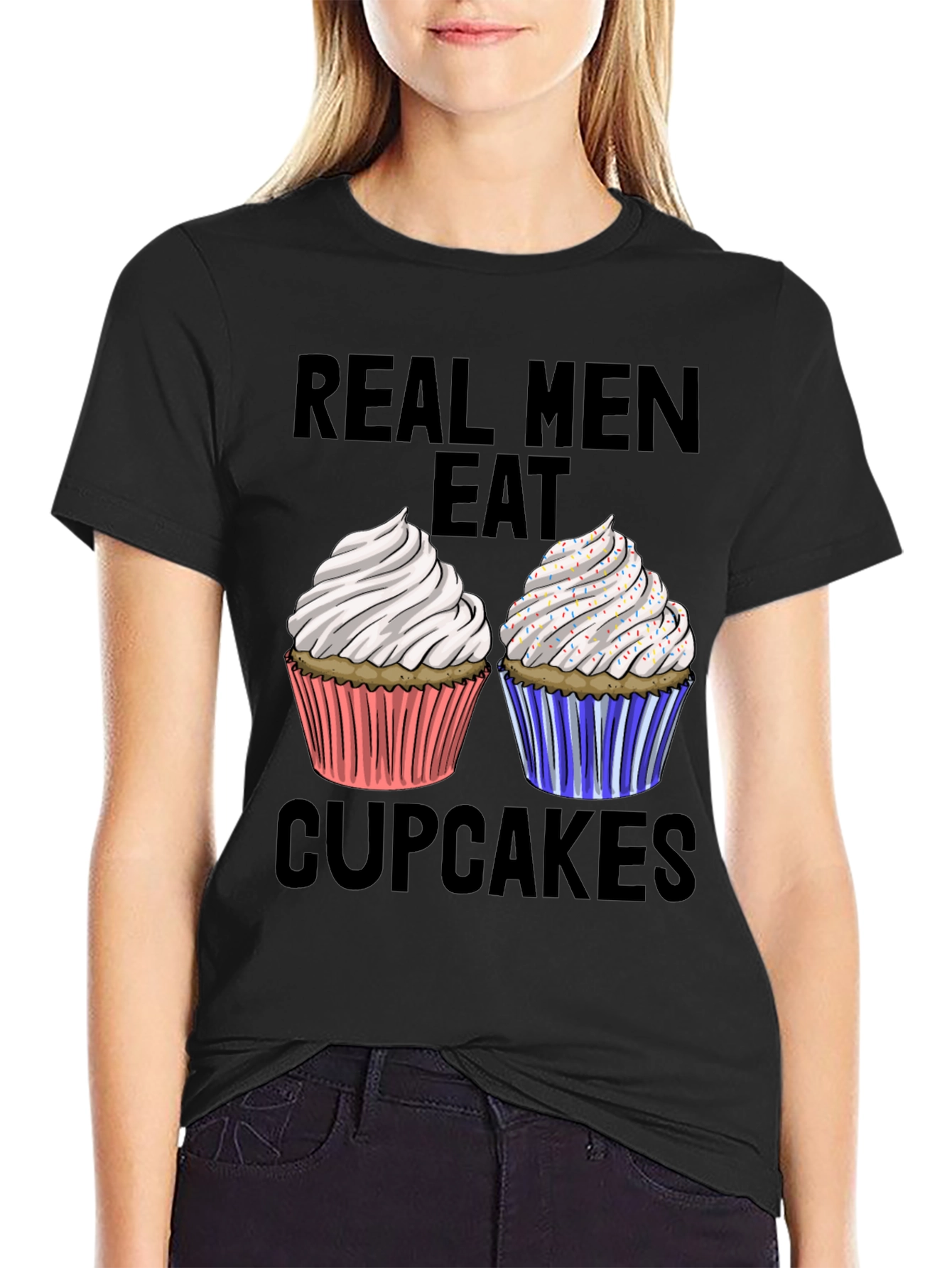 Real Men Eat Cupcakes T-Shirt Funny Graphic Tee