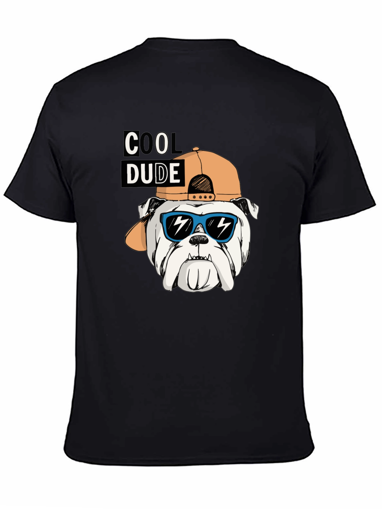 Cool Dude Bulldog Graphic Tee - Black Cotton T-Shirt