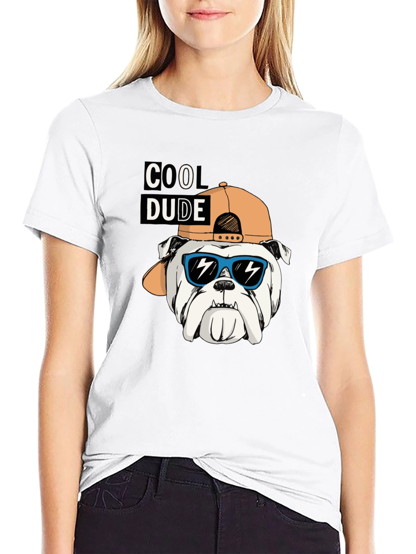 Cool Dude Bulldog Graphic Tee - Black Cotton T-Shirt