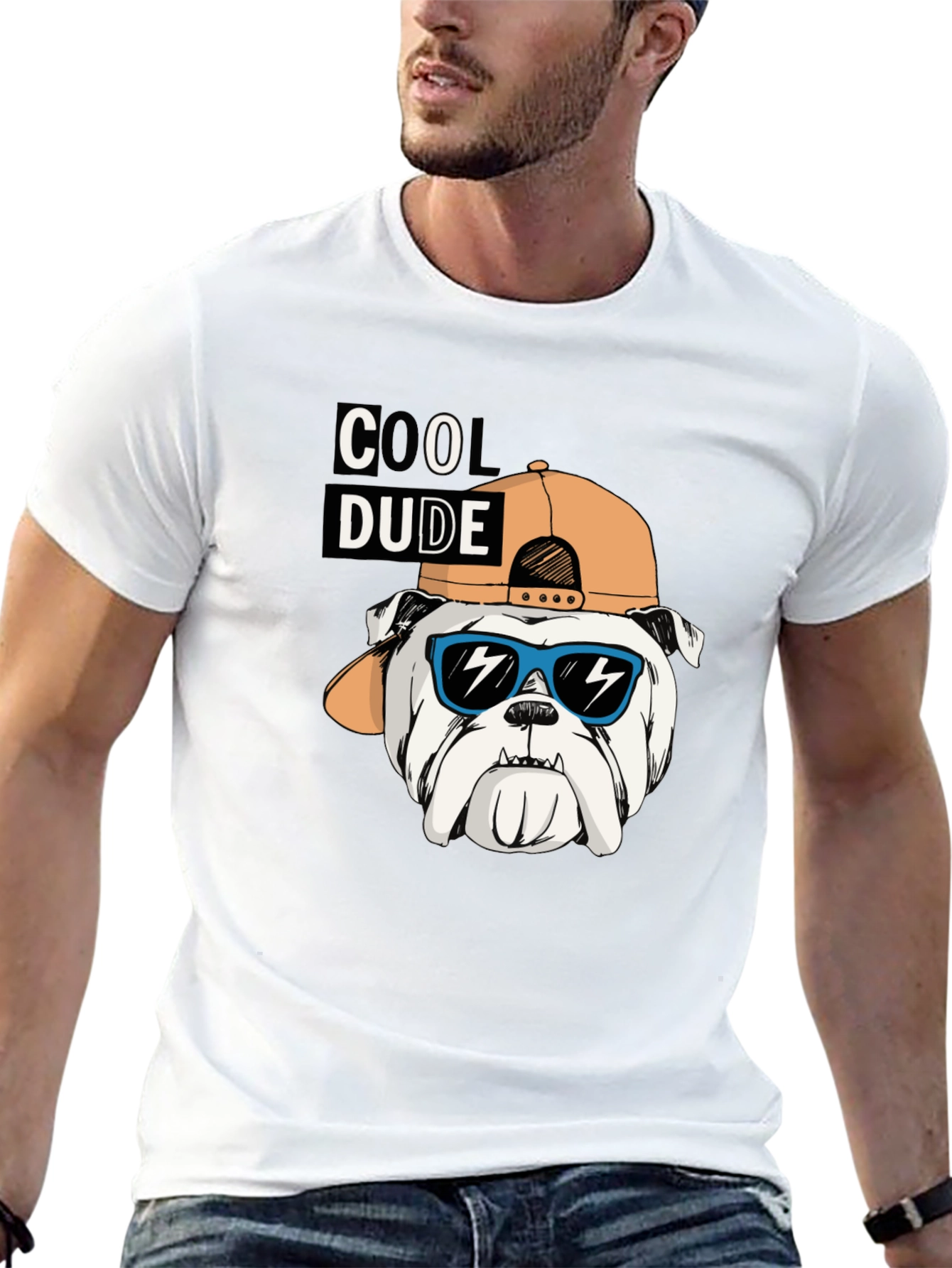 Cool Dude Bulldog Graphic Tee - Black Cotton T-Shirt