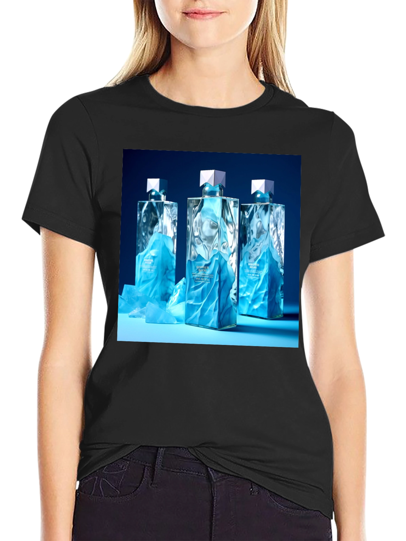 Modern Graphic Tee with Designer Perfume Bottles