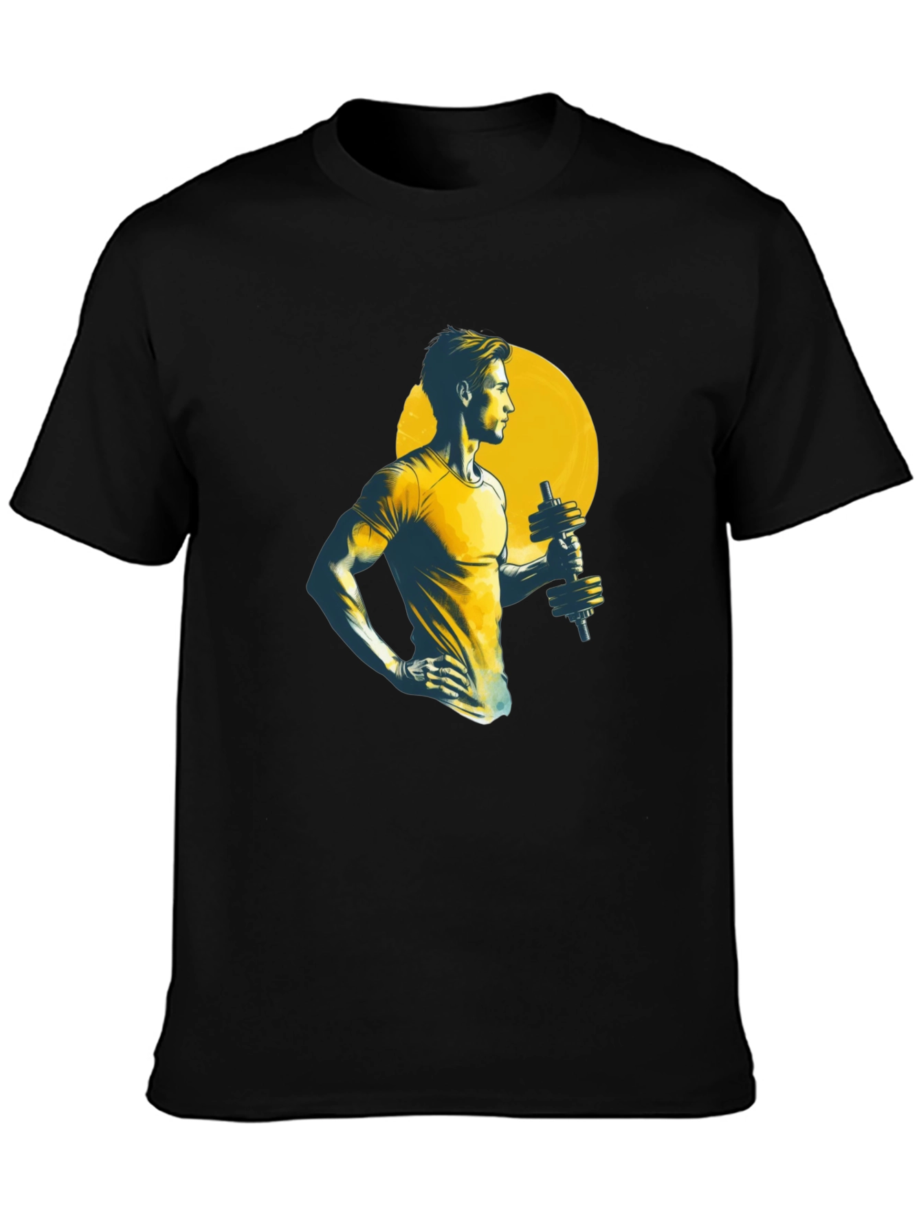 Mens Black Graphic Tee - Gym Workout Design
