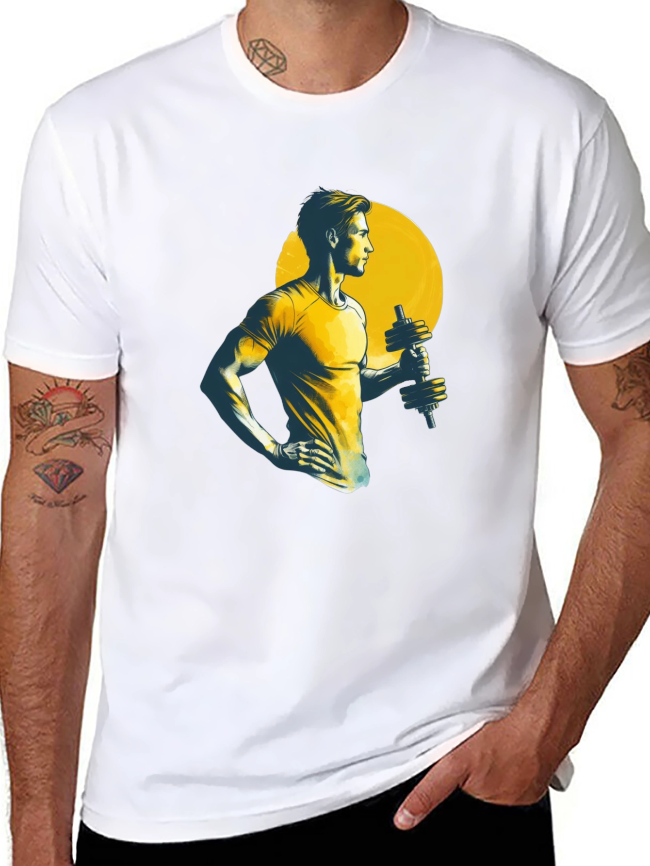 Mens Black Graphic Tee - Gym Workout Design