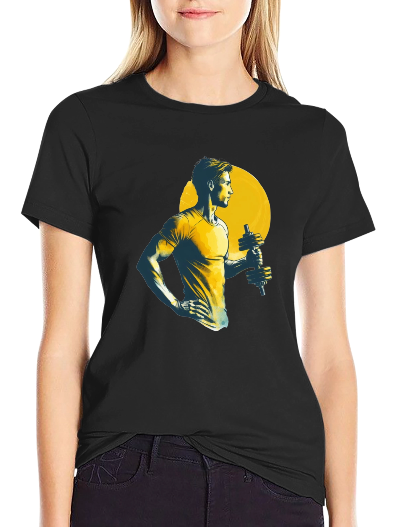 Mens Black Graphic Tee - Gym Workout Design