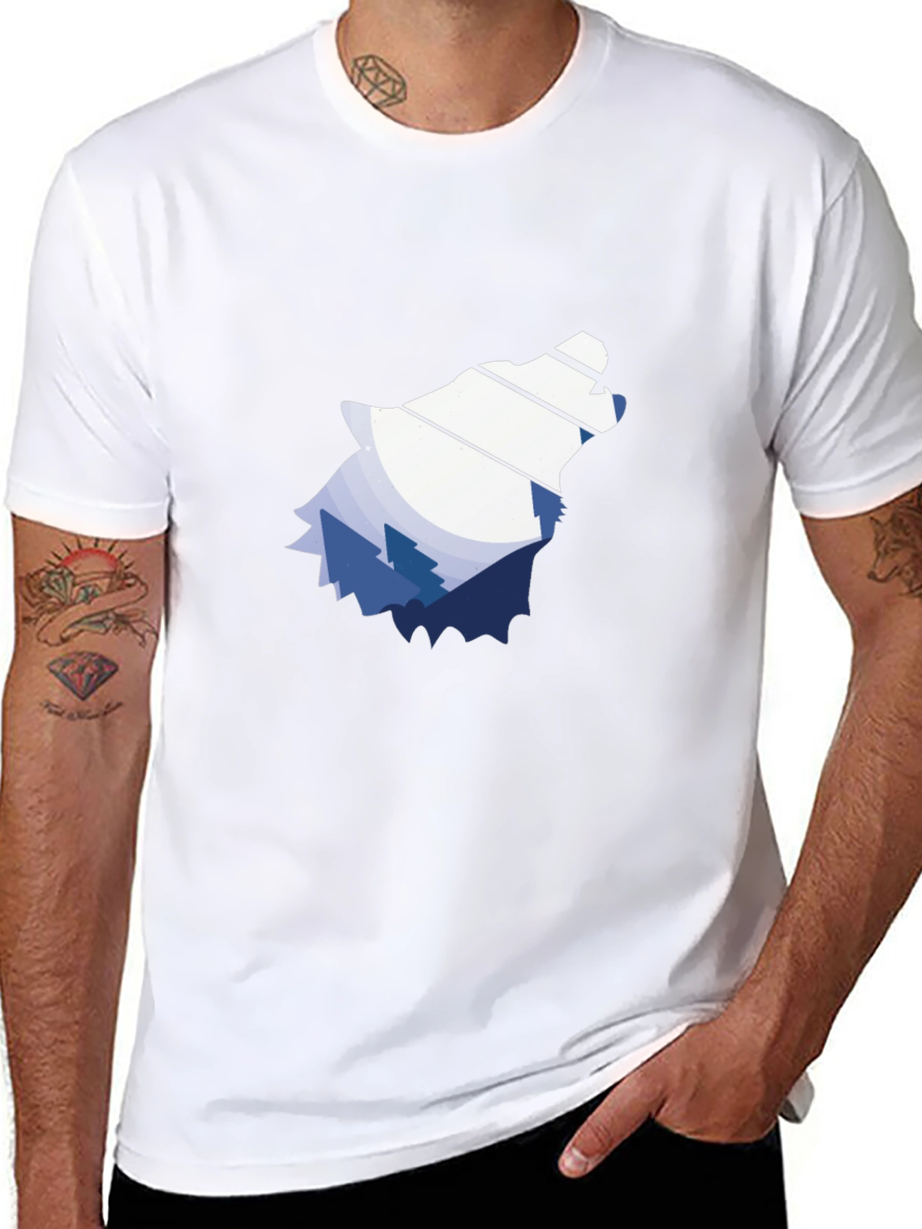 Wolf Mountain Graphic Tee - Stylish Black T-Shirt
