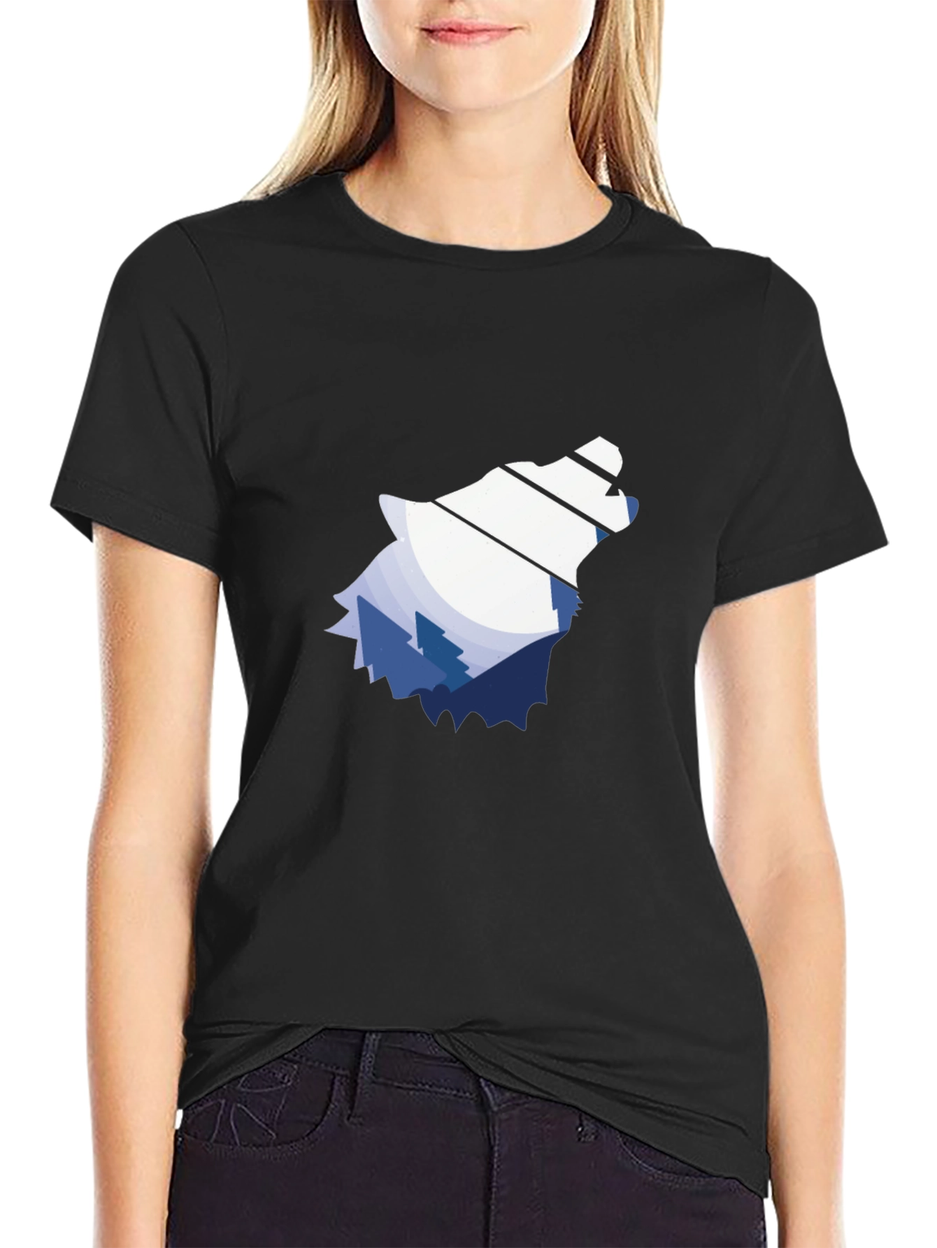 Wolf Mountain Graphic Tee - Stylish Black T-Shirt
