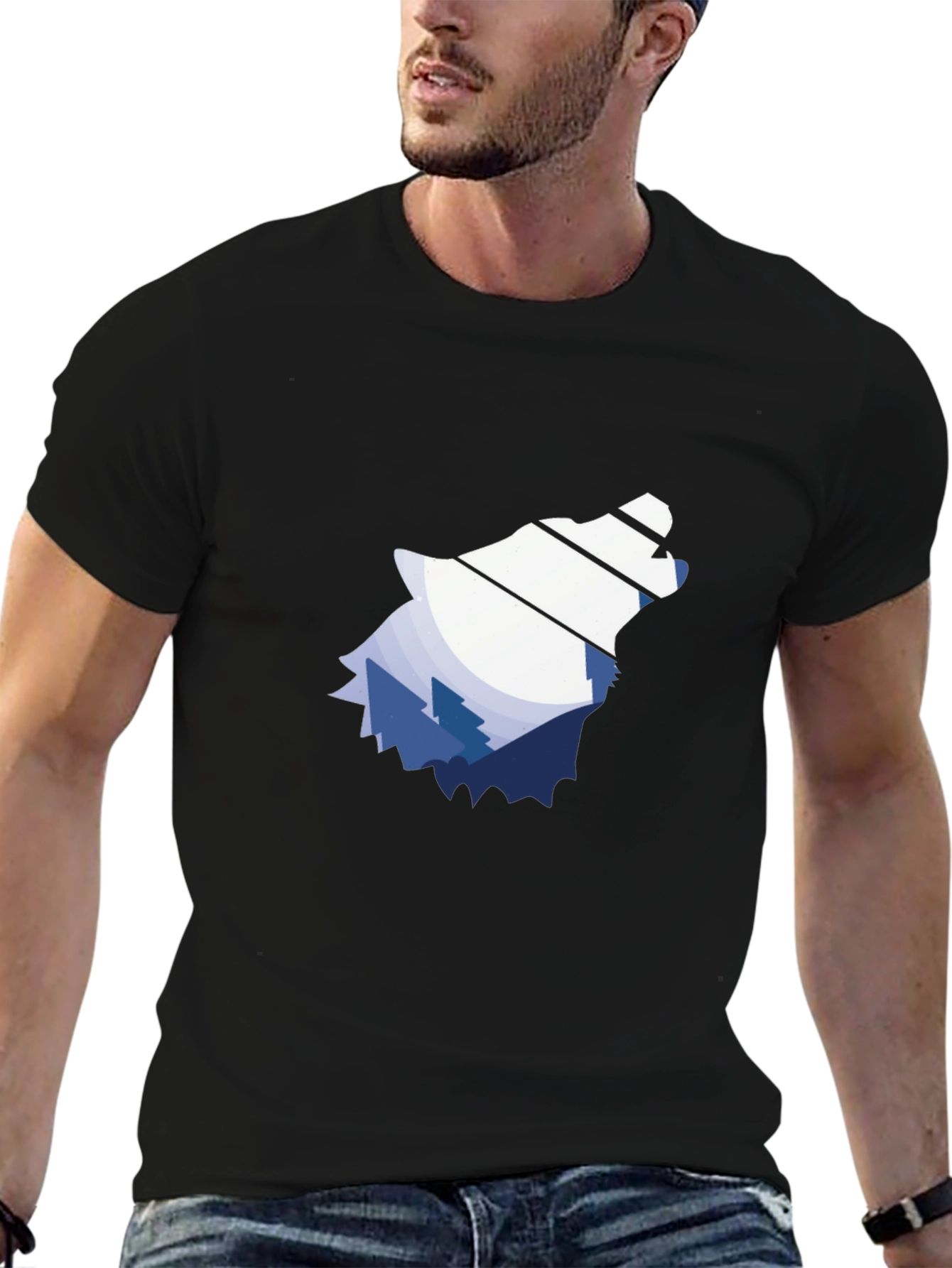 Wolf Mountain Graphic Tee - Stylish Black T-Shirt