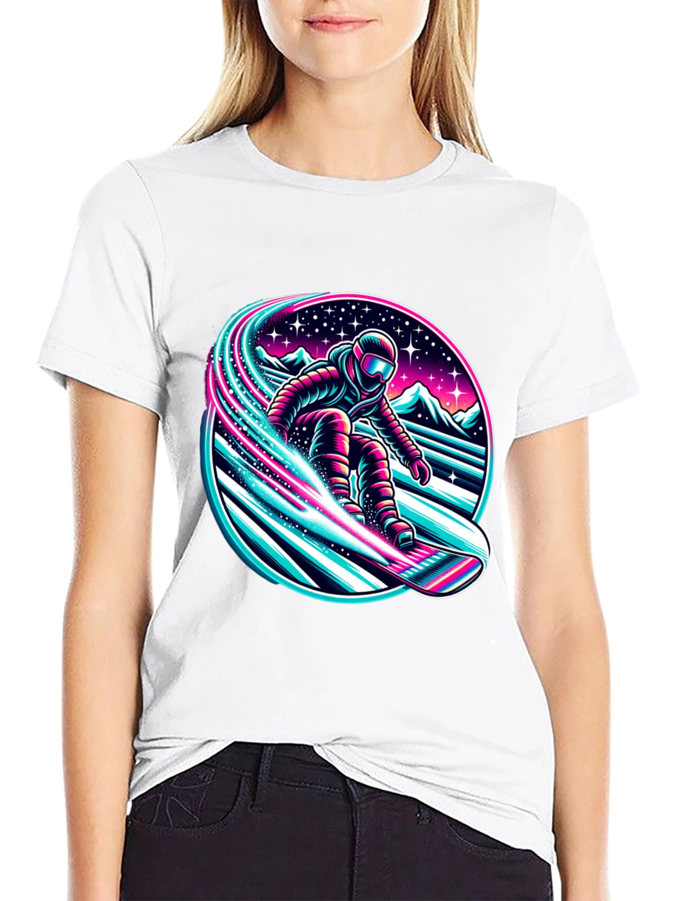 Neon Snowboarder Graphic T-Shirt