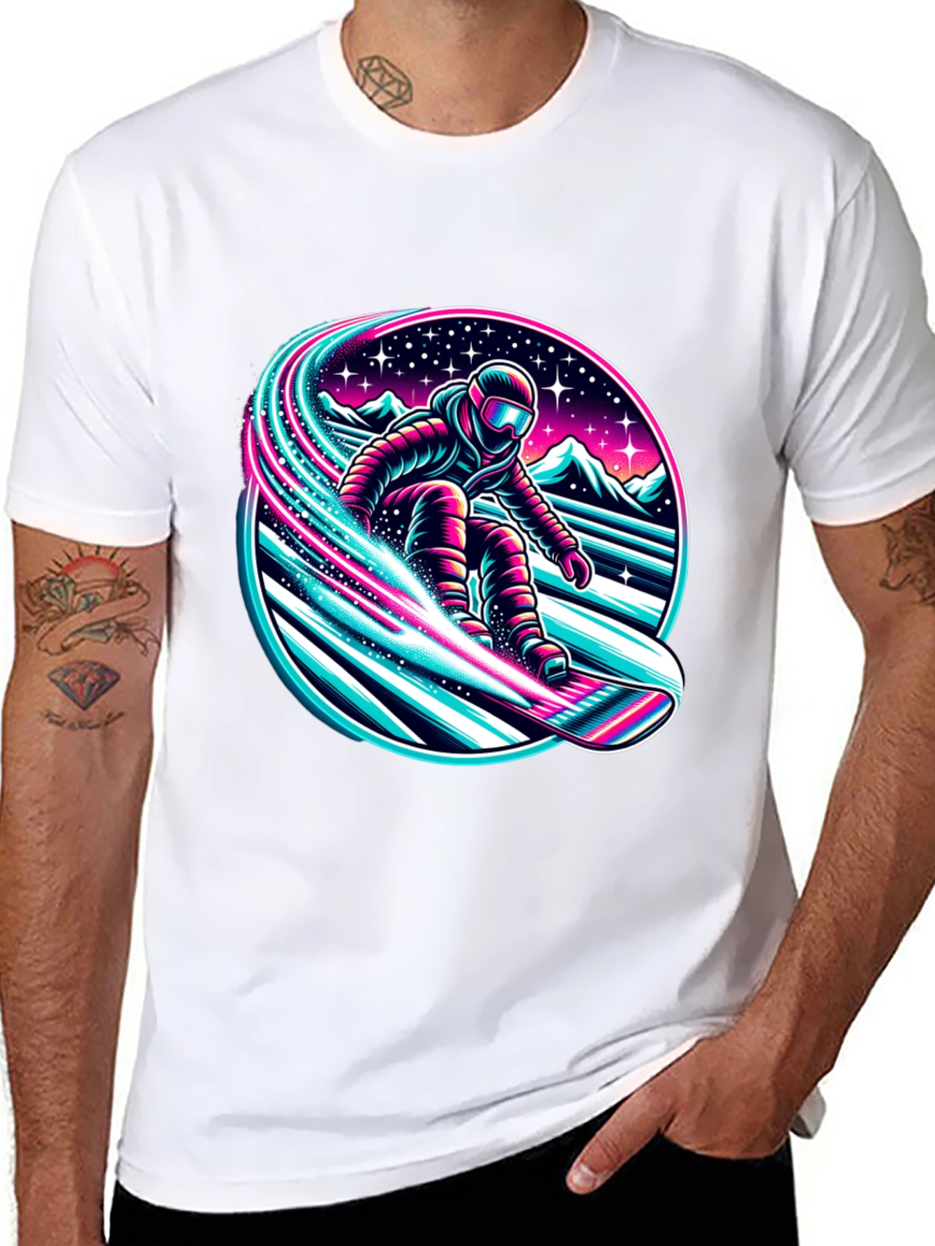 Neon Snowboarder Graphic T-Shirt