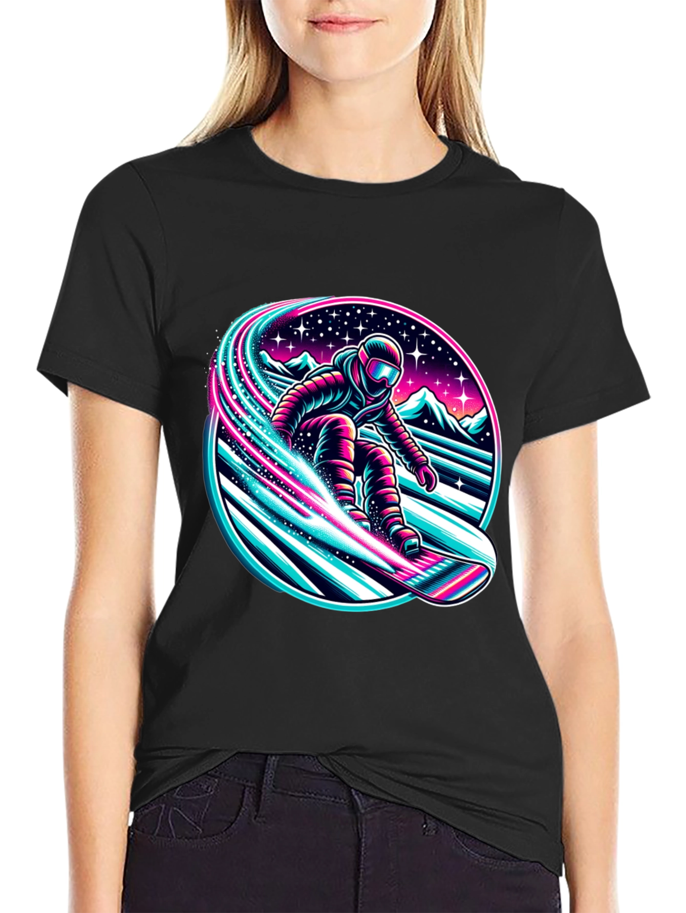 Neon Snowboarder Graphic T-Shirt